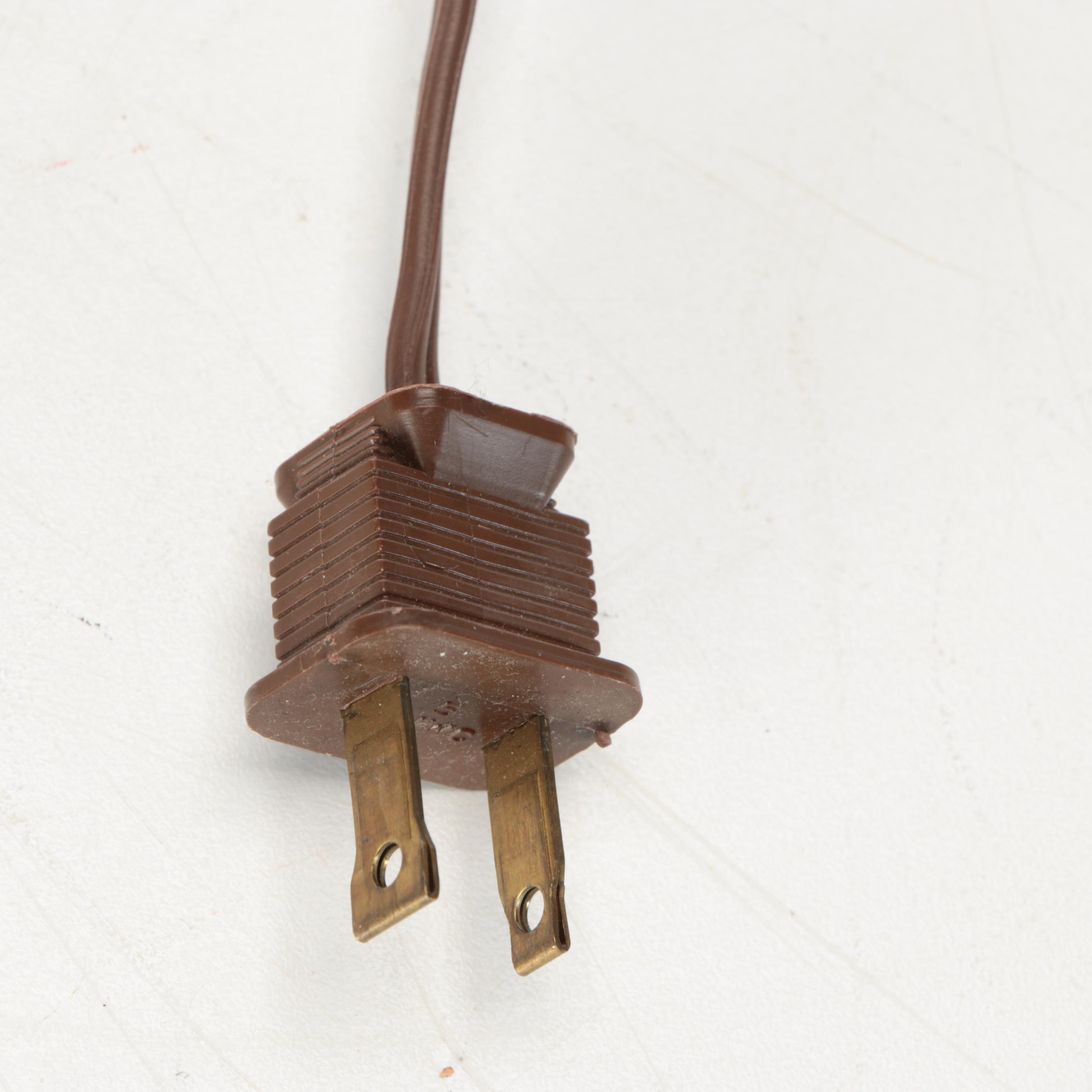 Glazed Crock Table Lamp with Print Fabric Shade