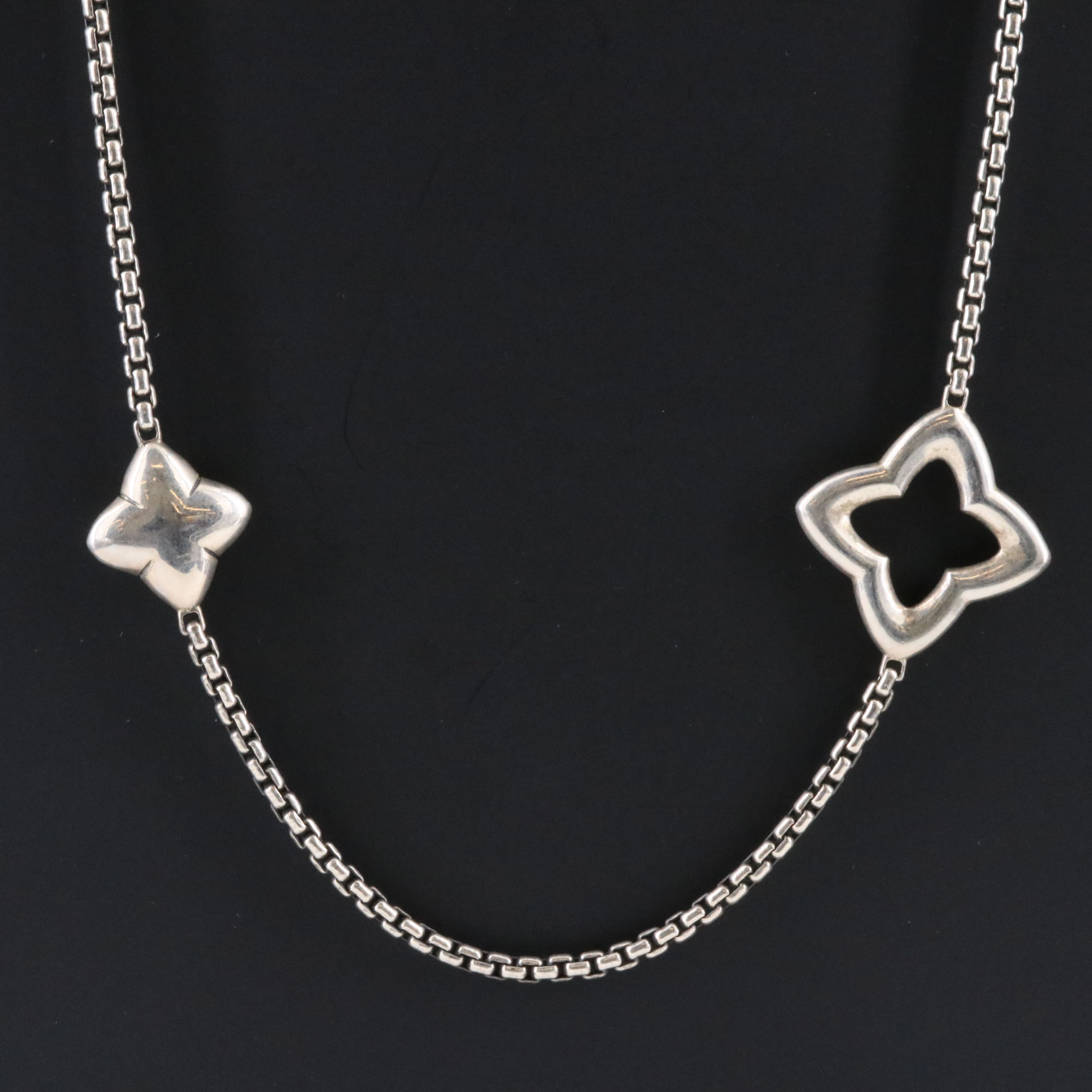 David Yurman Sterling Quatrefoil Station Necklace