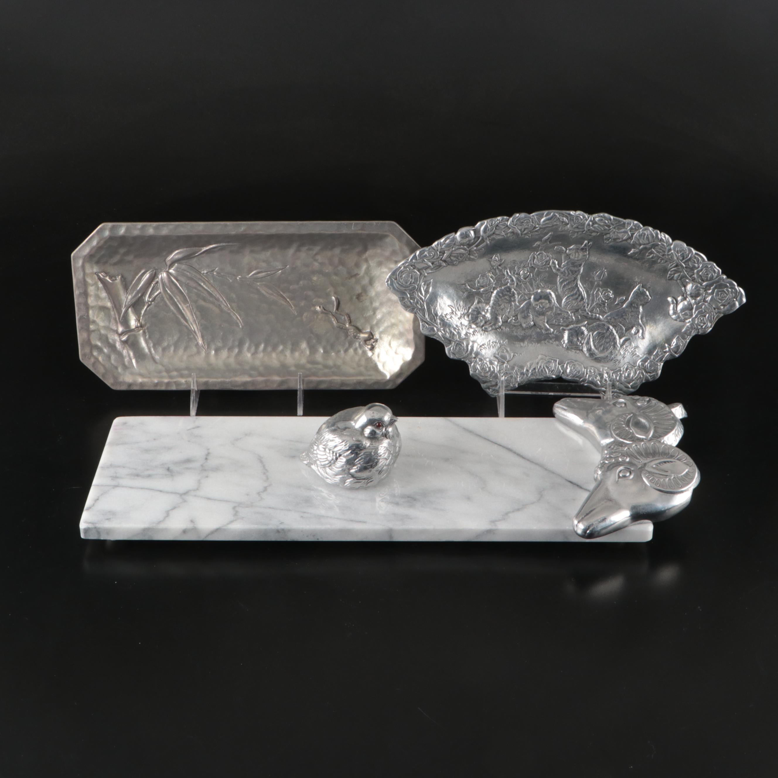 Arthur Court Ram's Head Cheese Board with Other Serving Pieces