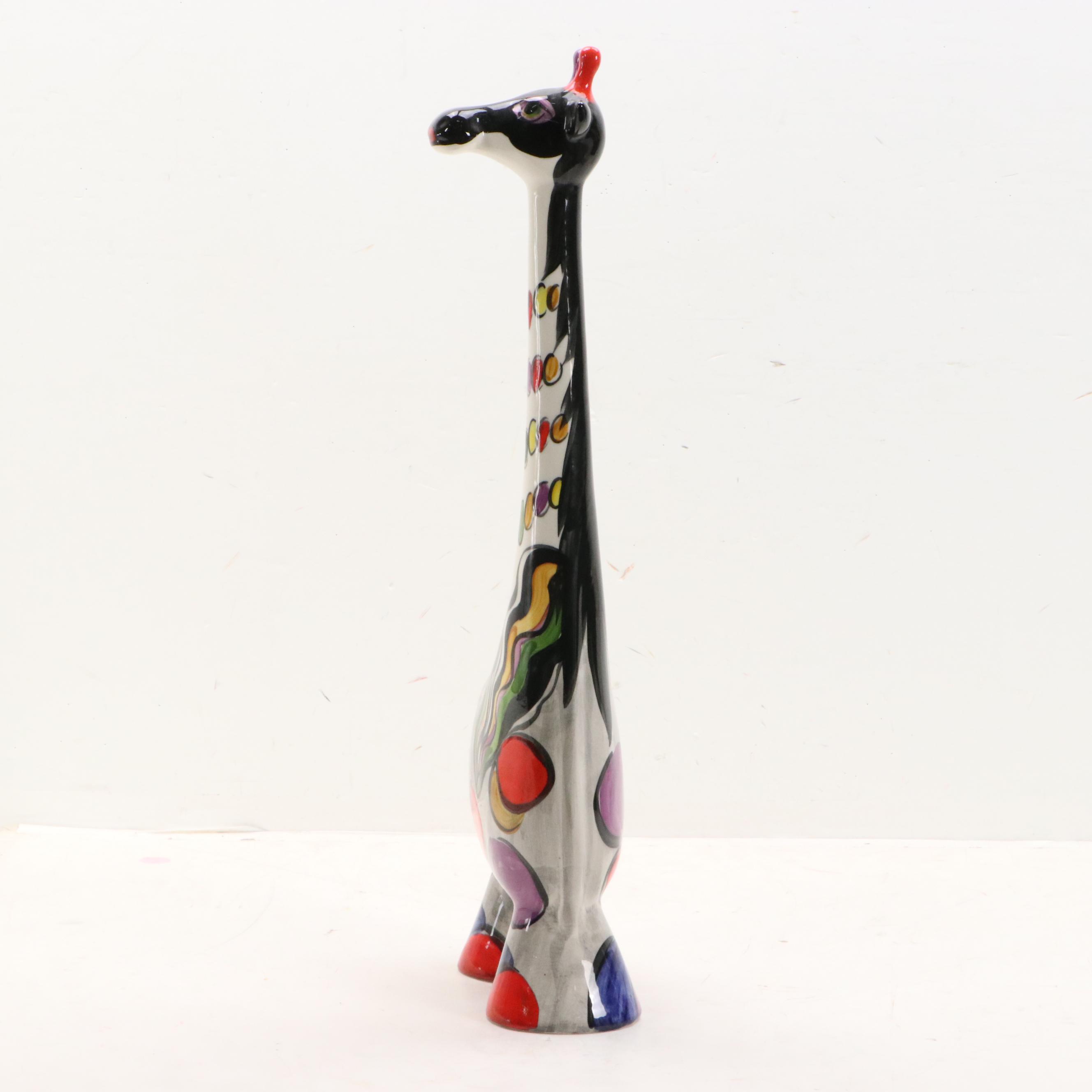 Anatoly Turovsky Hand-Painted Ceramic Giraffes, Late 20th Century