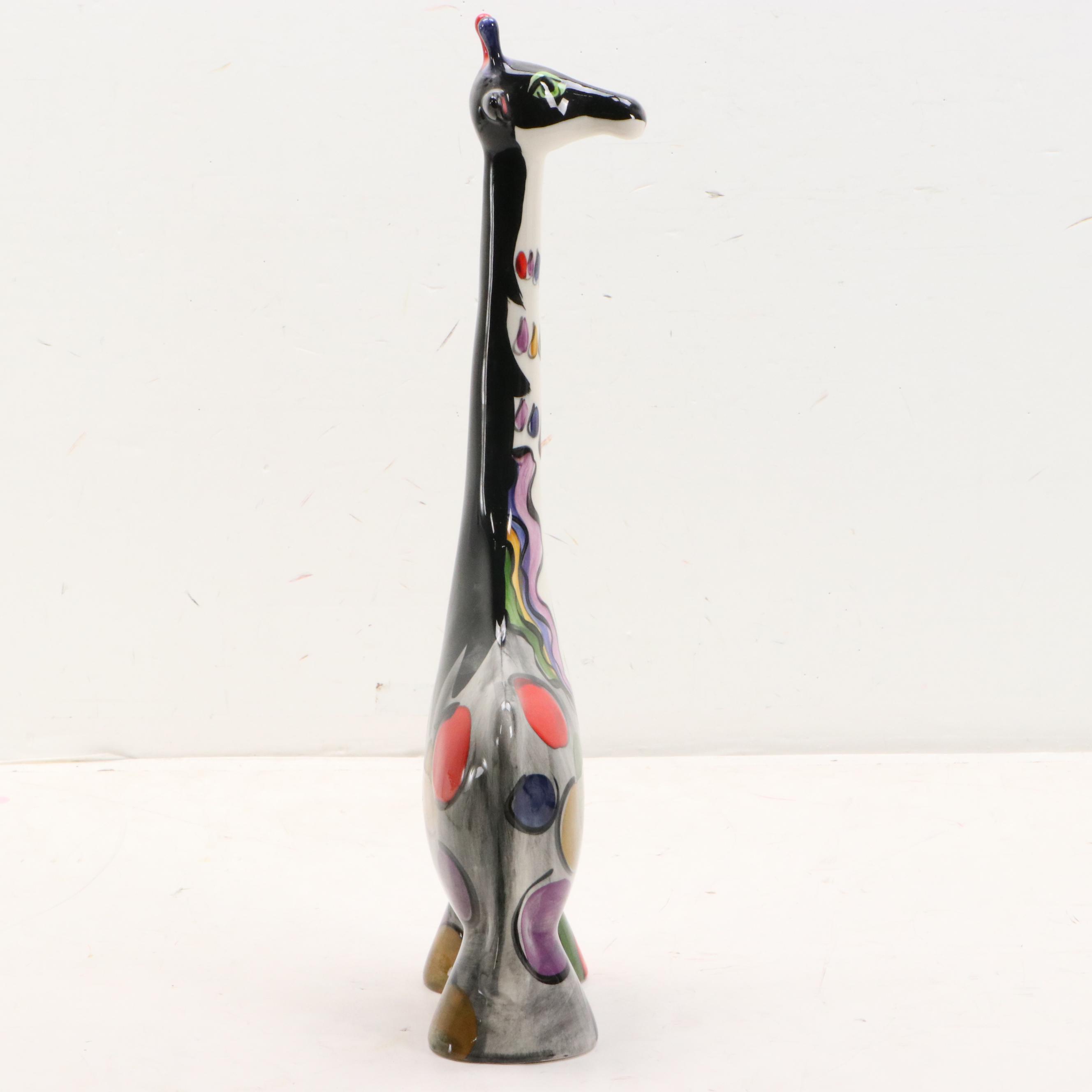 Anatoly Turovsky Hand-Painted Ceramic Giraffes, Late 20th Century