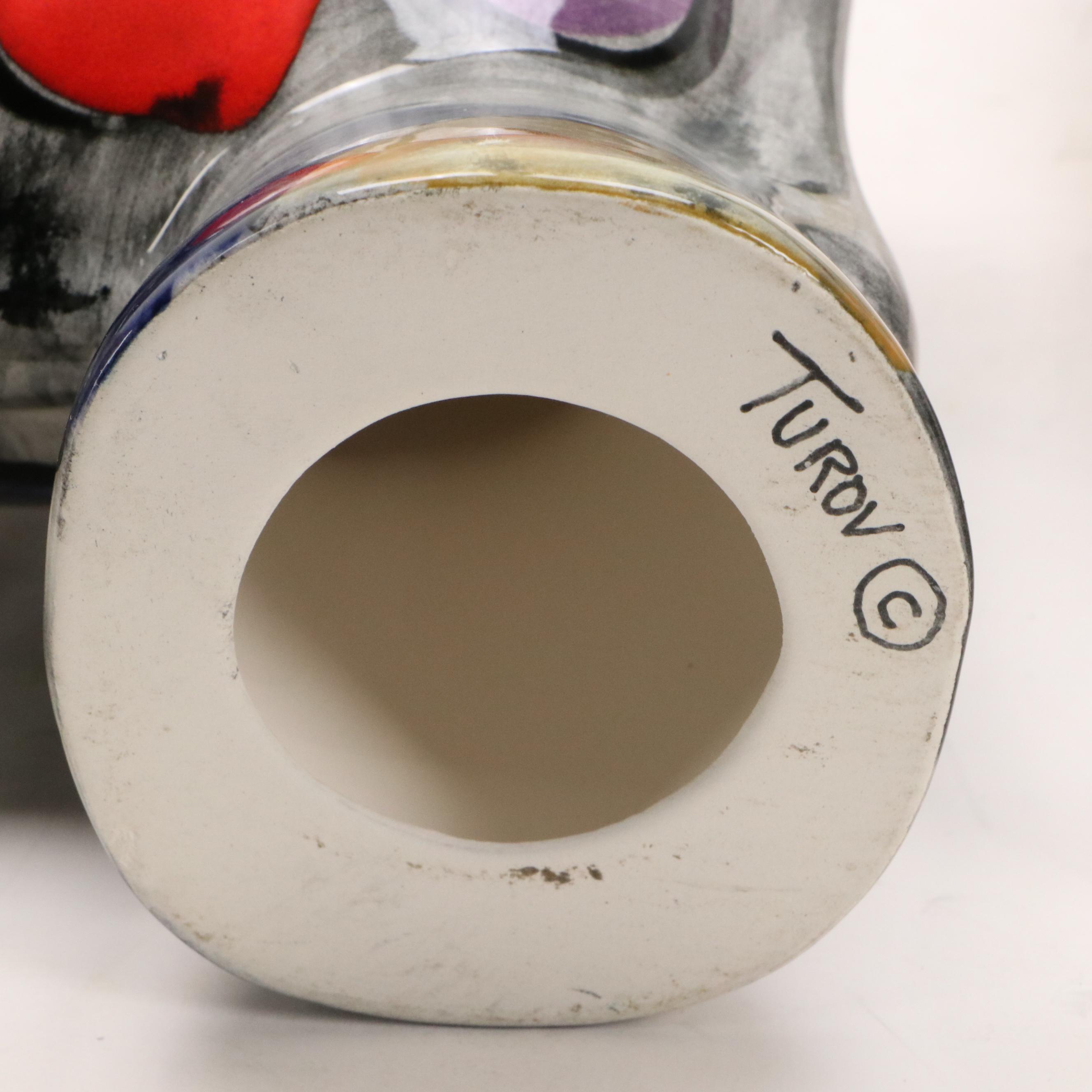 Anatoly Turovsky Hand-Painted Ceramic Giraffes, Late 20th Century