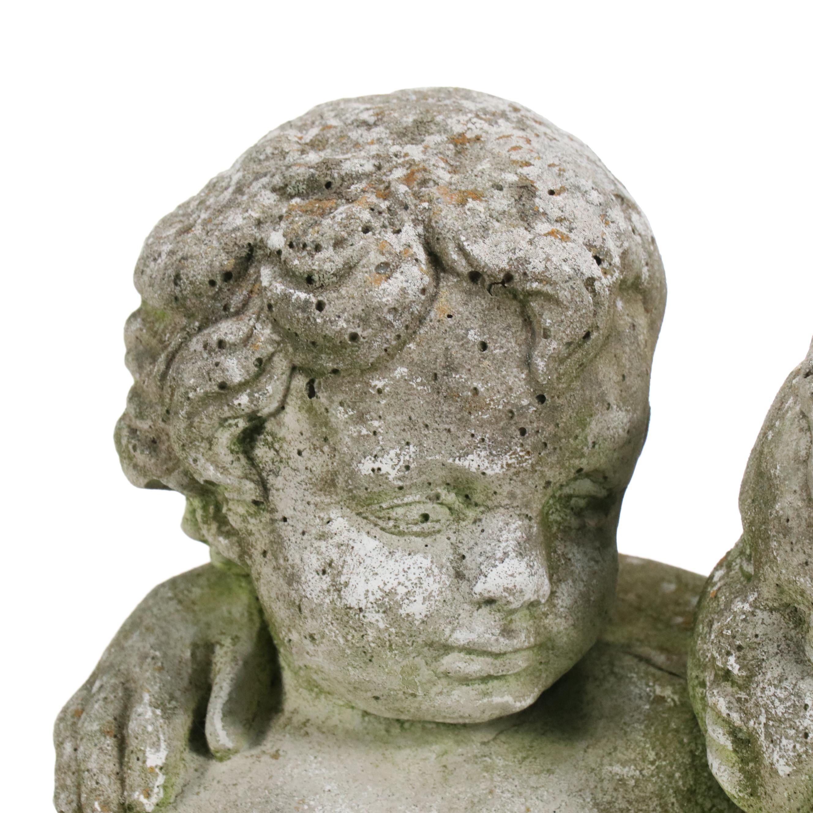 Neoclassical Style Twin Cherubs Concrete Garden Statue