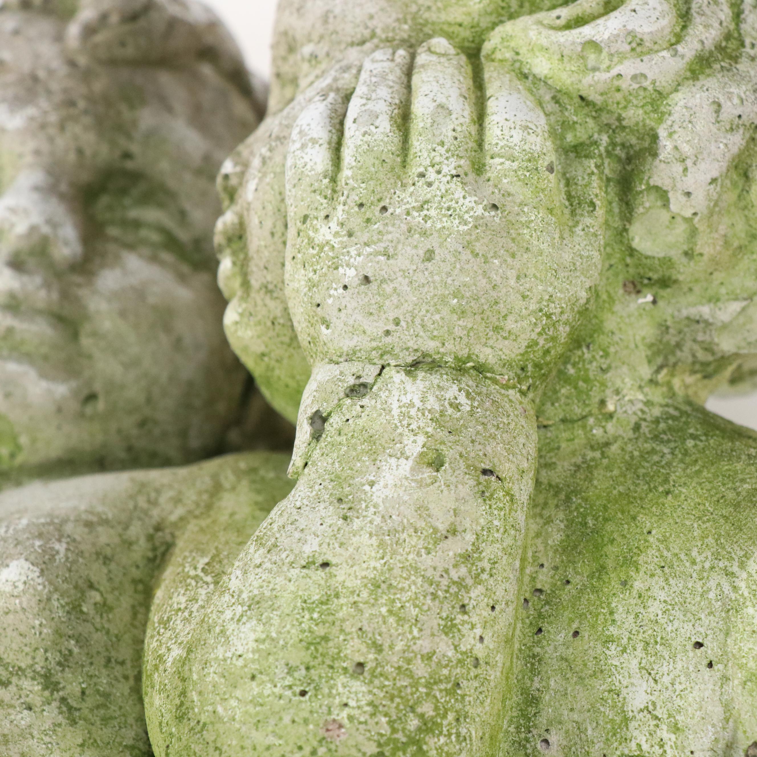 Neoclassical Style Twin Cherubs Concrete Garden Statue