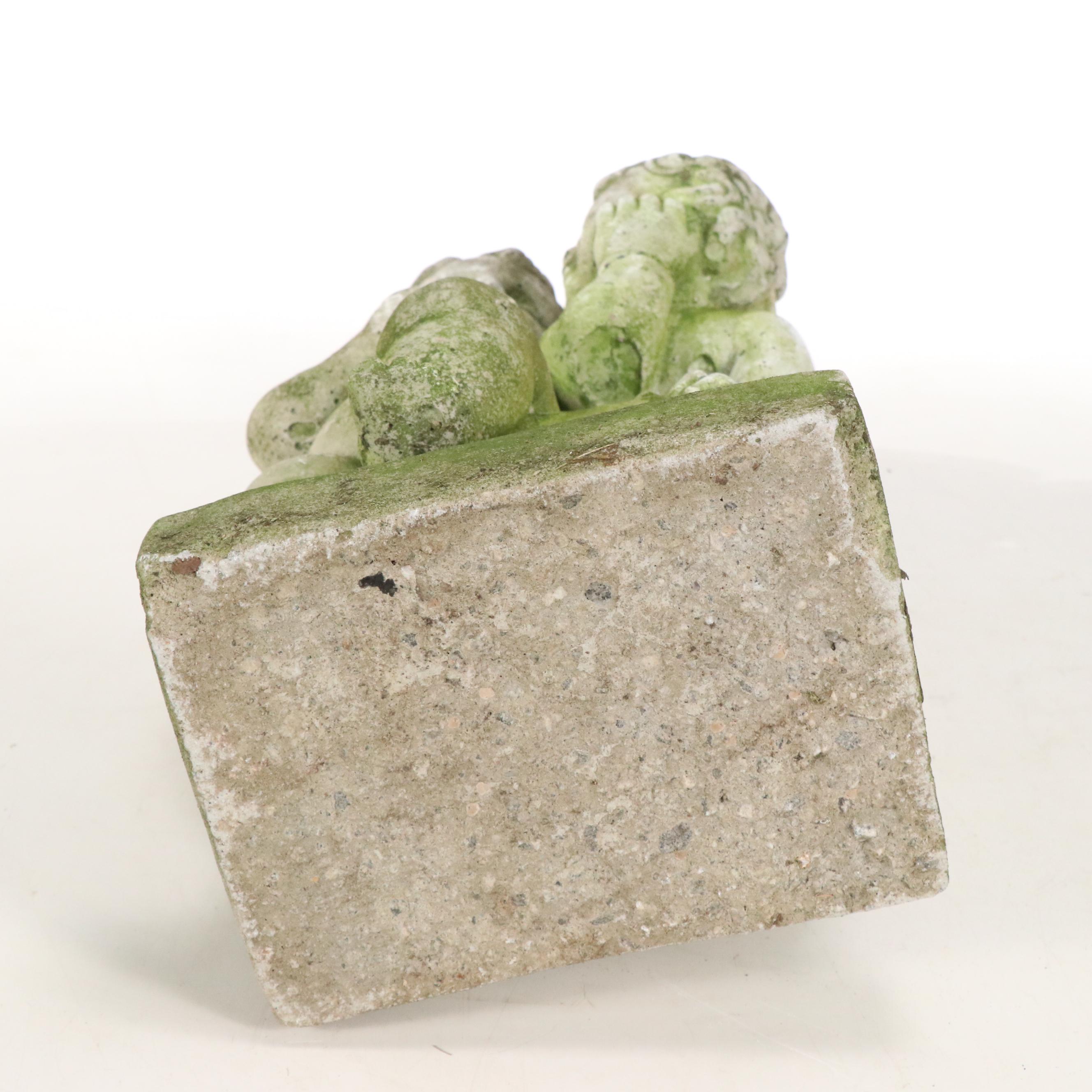 Neoclassical Style Twin Cherubs Concrete Garden Statue