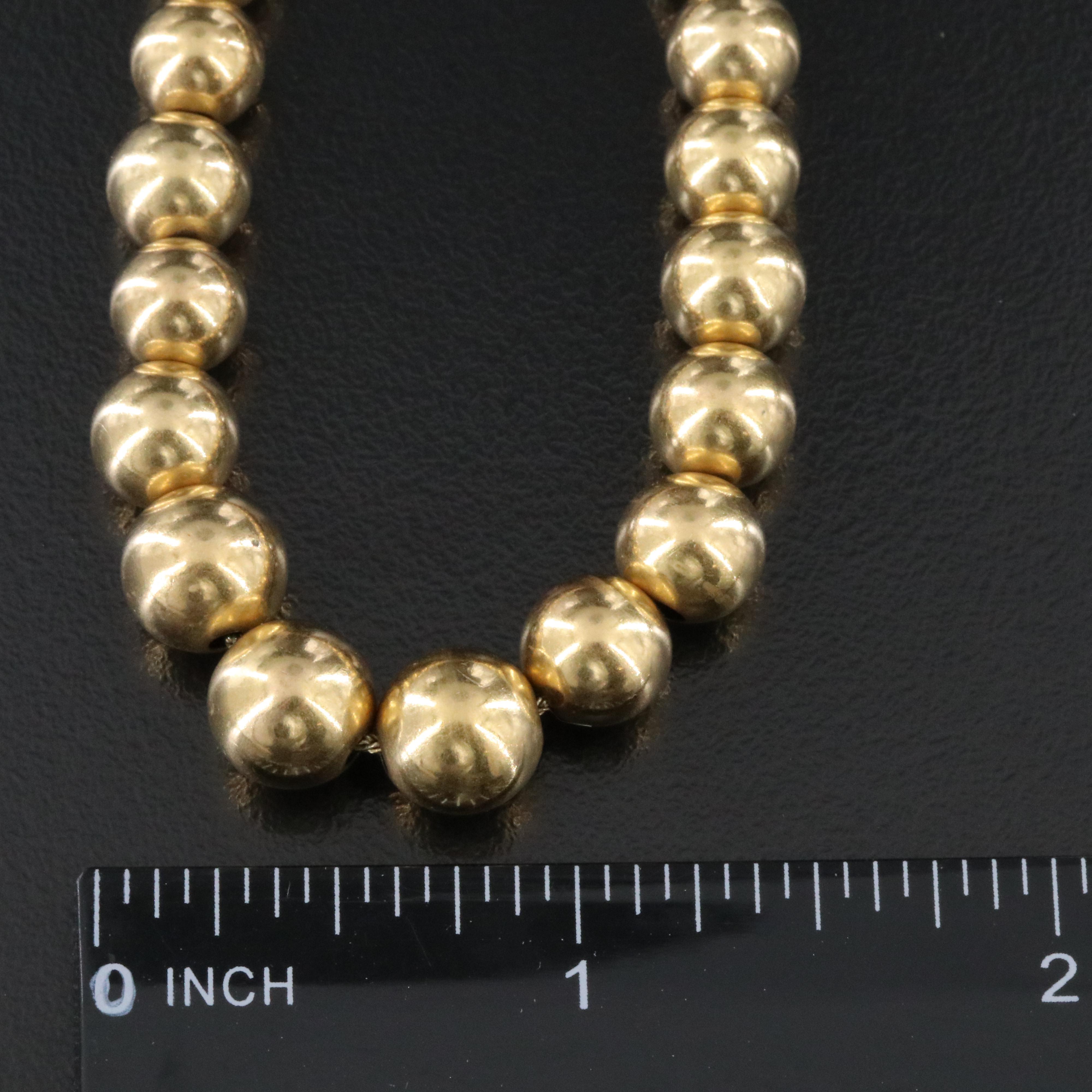 Graduated 14K Bead and Gold-Tone Necklace