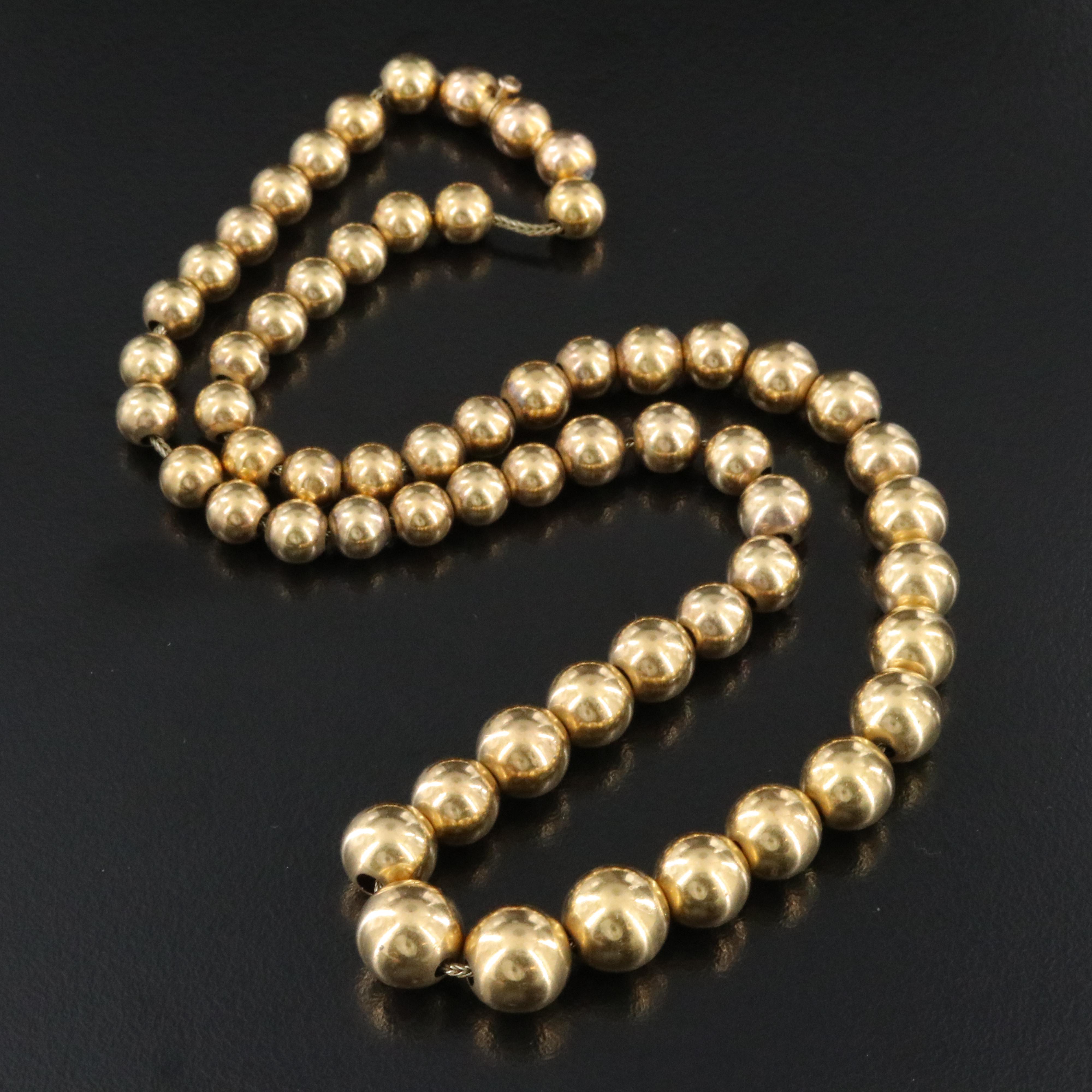 Graduated 14K Bead and Gold-Tone Necklace