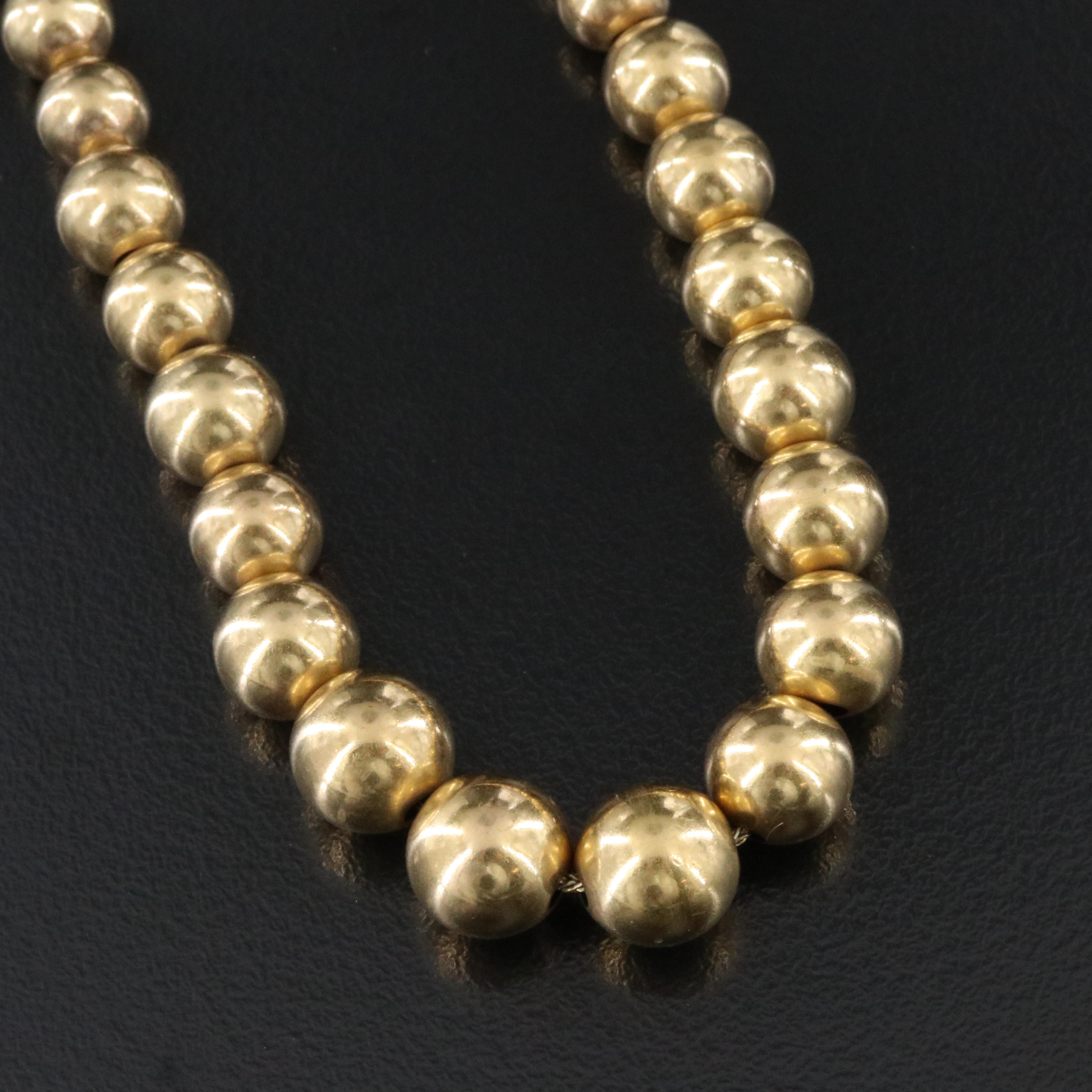 Graduated 14K Bead and Gold-Tone Necklace