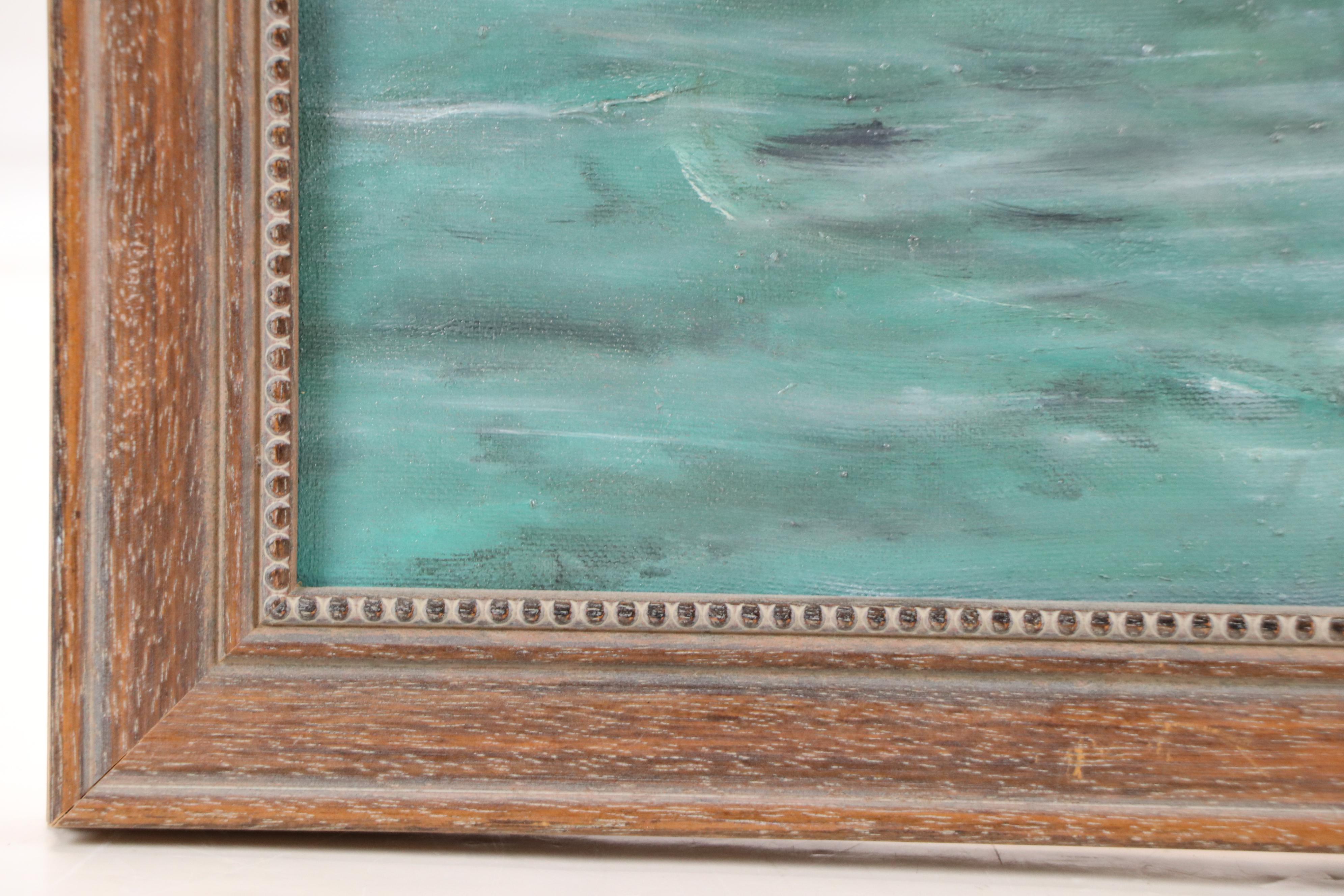 Folk Art Water Mill Landscape Oil Painting, 1989