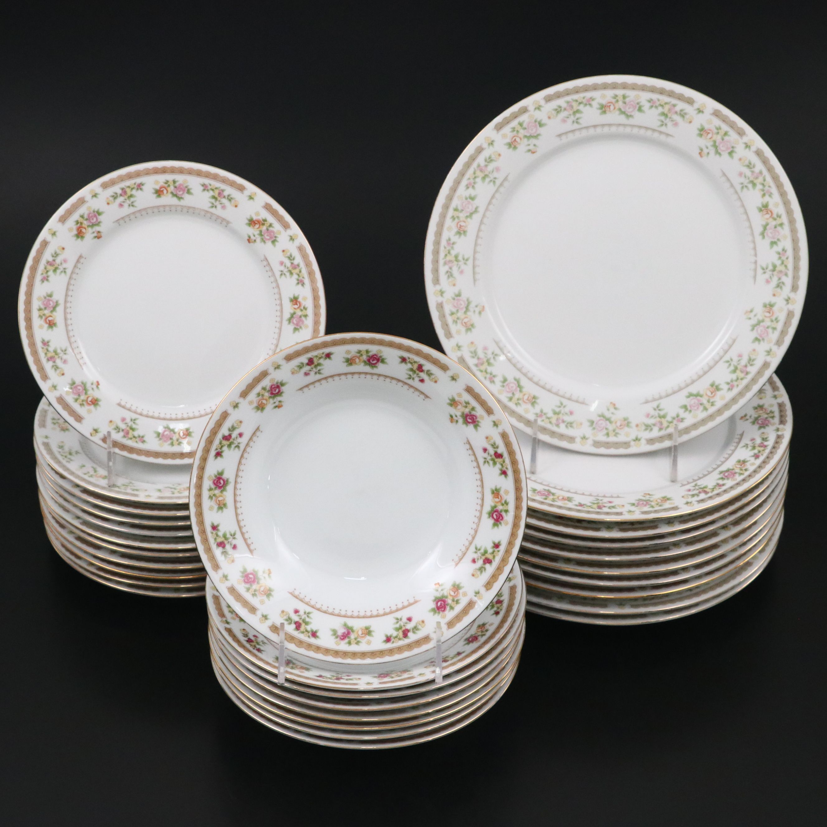 Porcelain Dinner Plates, Salad Plates, and Soup Bowls