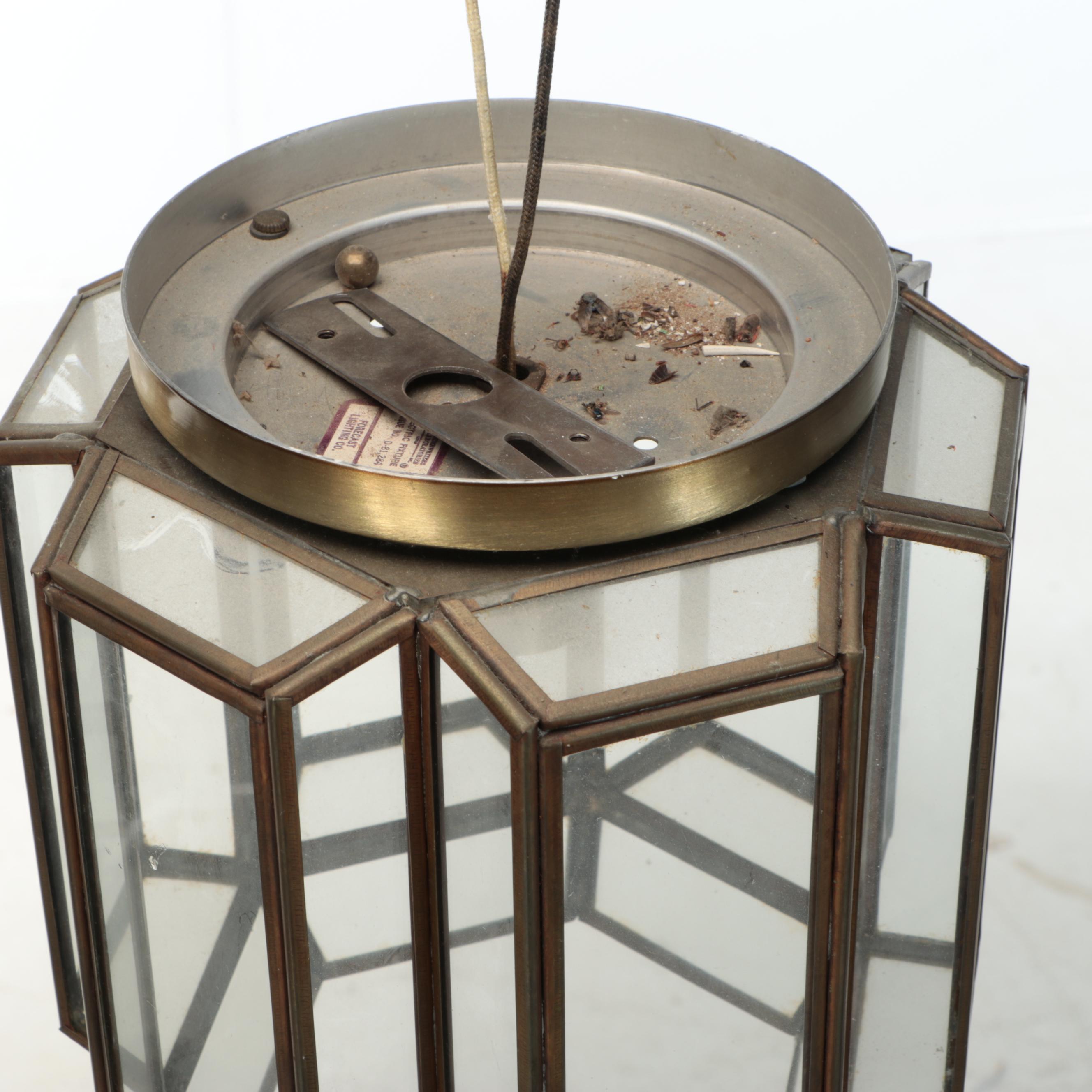 Forecast Lighting Co. Copper Lined Panel Pendant Light, Mid to Late 20th C.