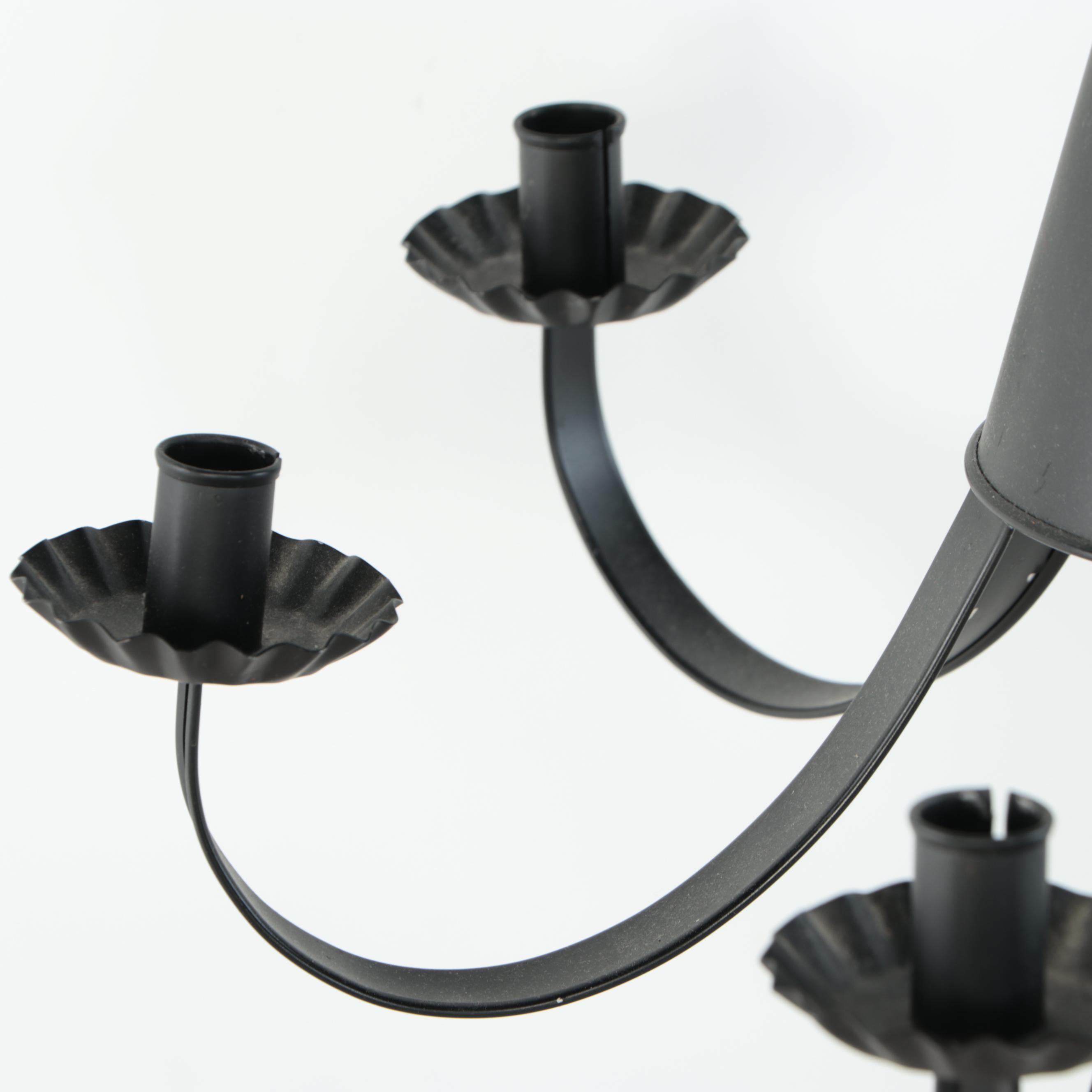 Primitive Style Star-Pierced Conical Tin Chandelier with Electrified Sconce