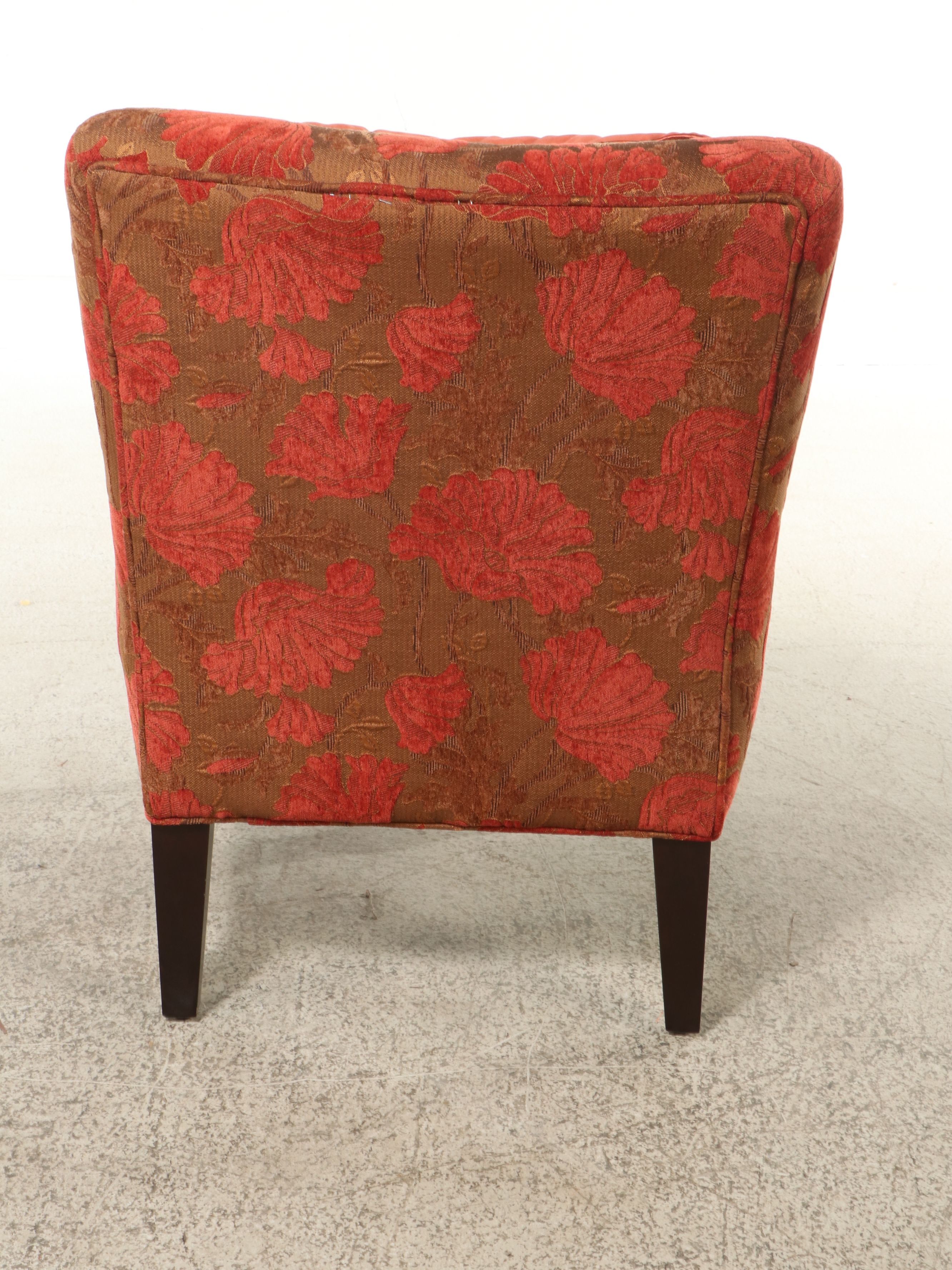 Pier 1 Contemporary Floral Chenille Upholstered Slipper Chair with Throw Pillow