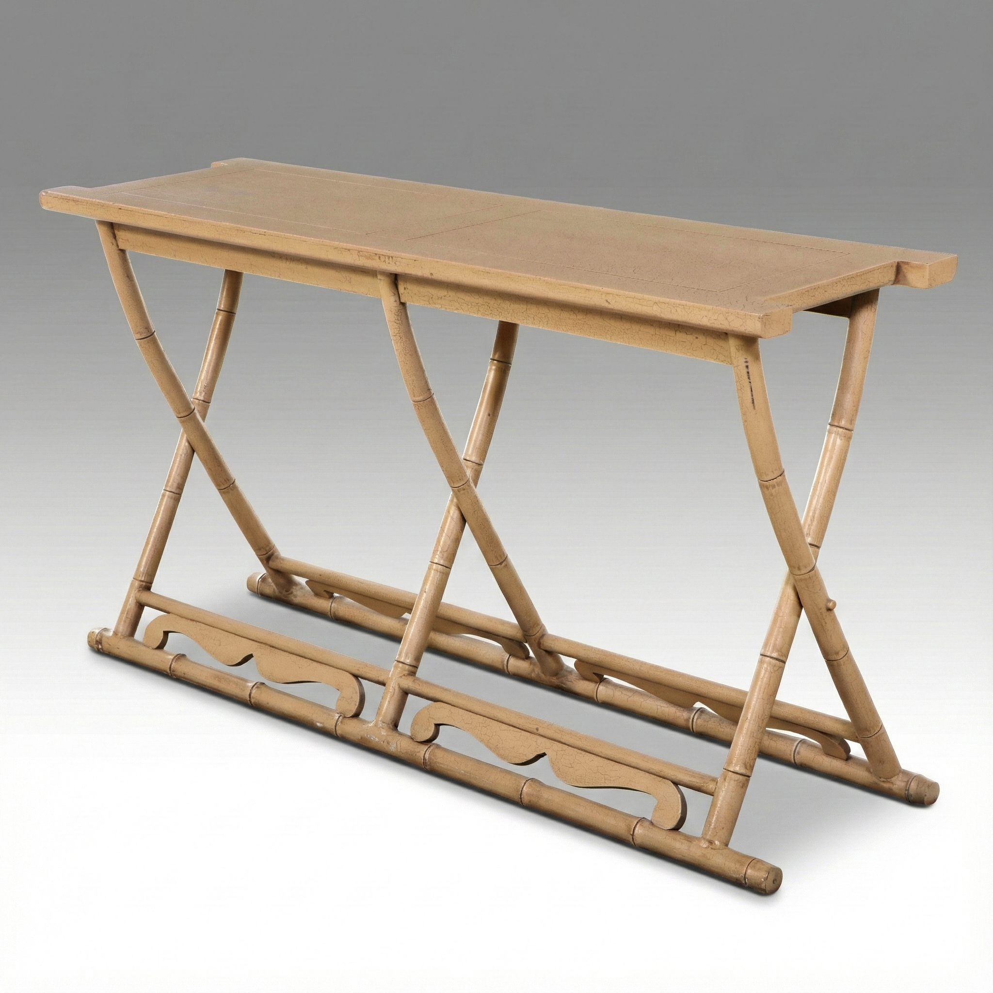 Painted and Bamboo Turned Wood Console Table