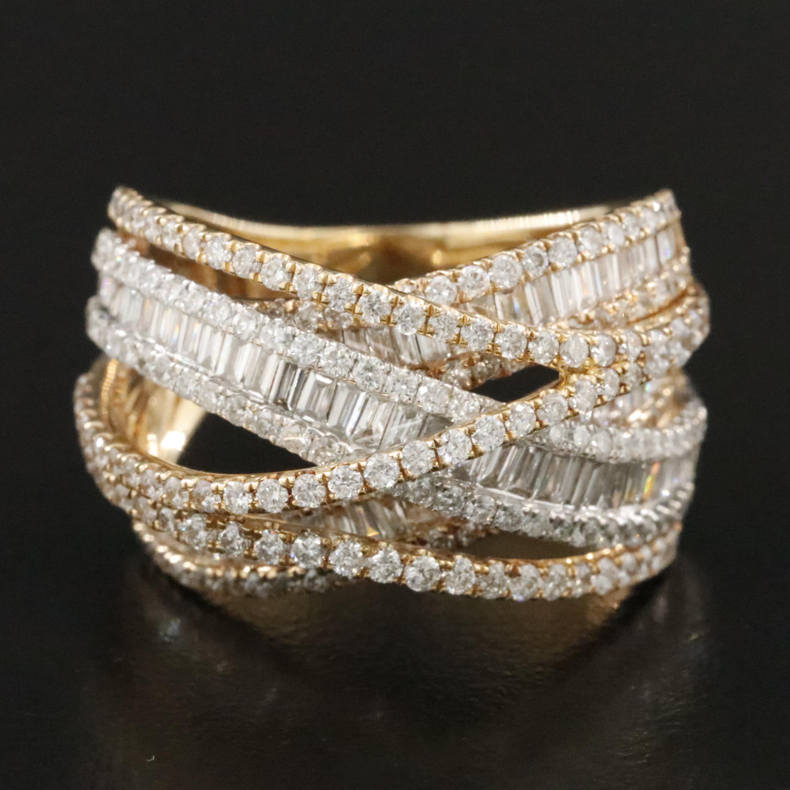 EFFY 14K Two-Tone 2.75 CTW Diamond Crossover Ring