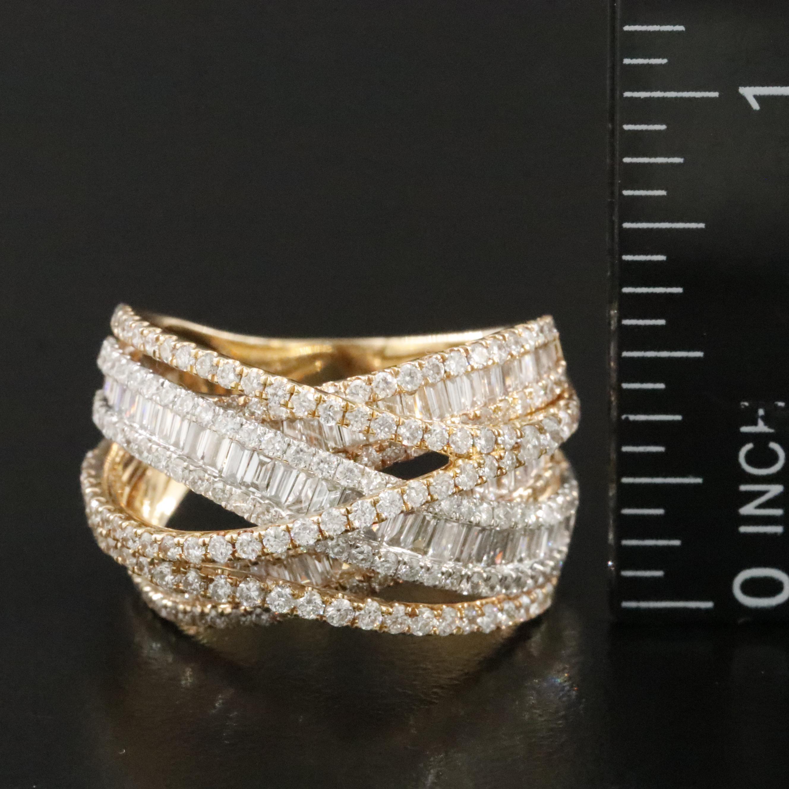 EFFY 14K Two-Tone 2.75 CTW Diamond Crossover Ring