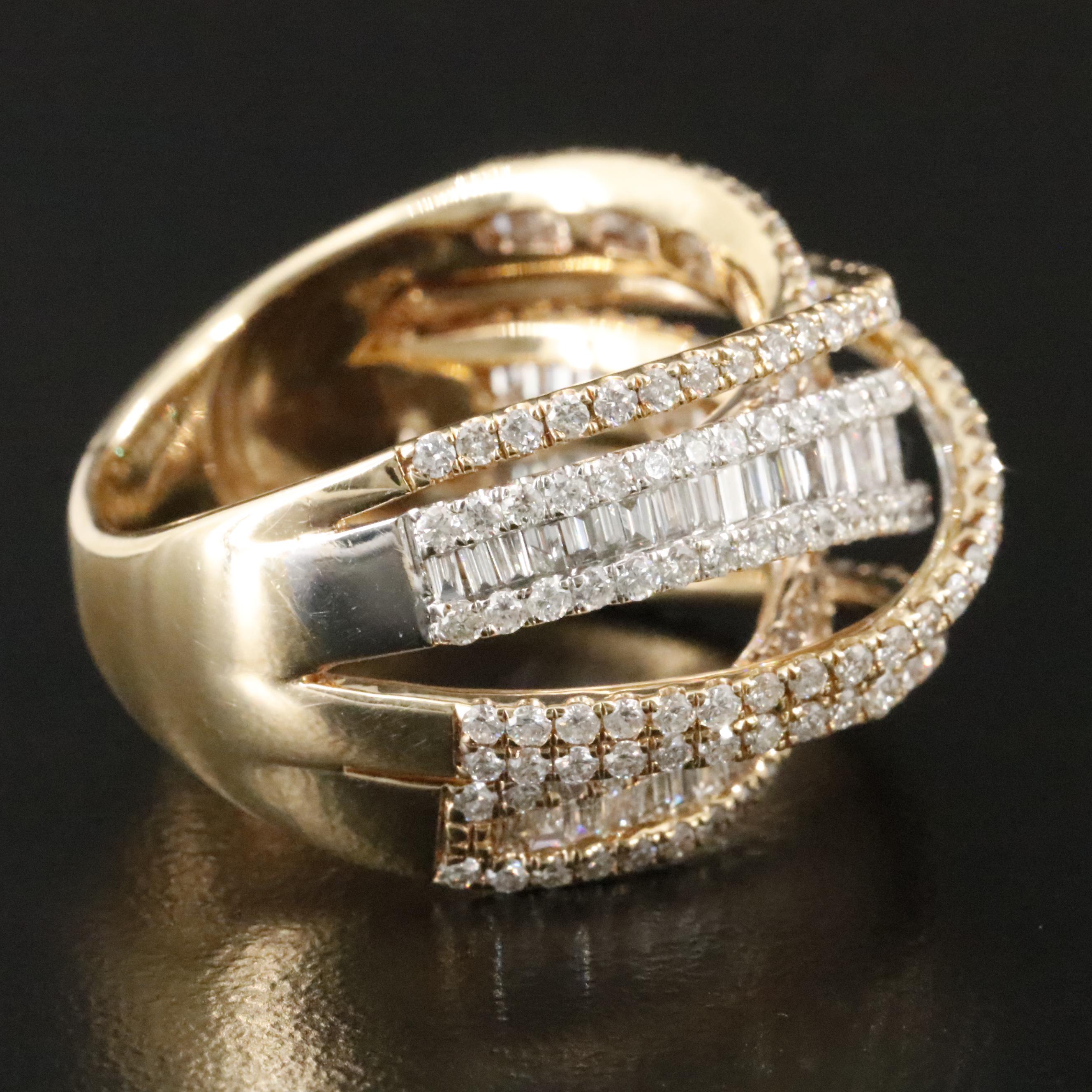 EFFY 14K Two-Tone 2.75 CTW Diamond Crossover Ring