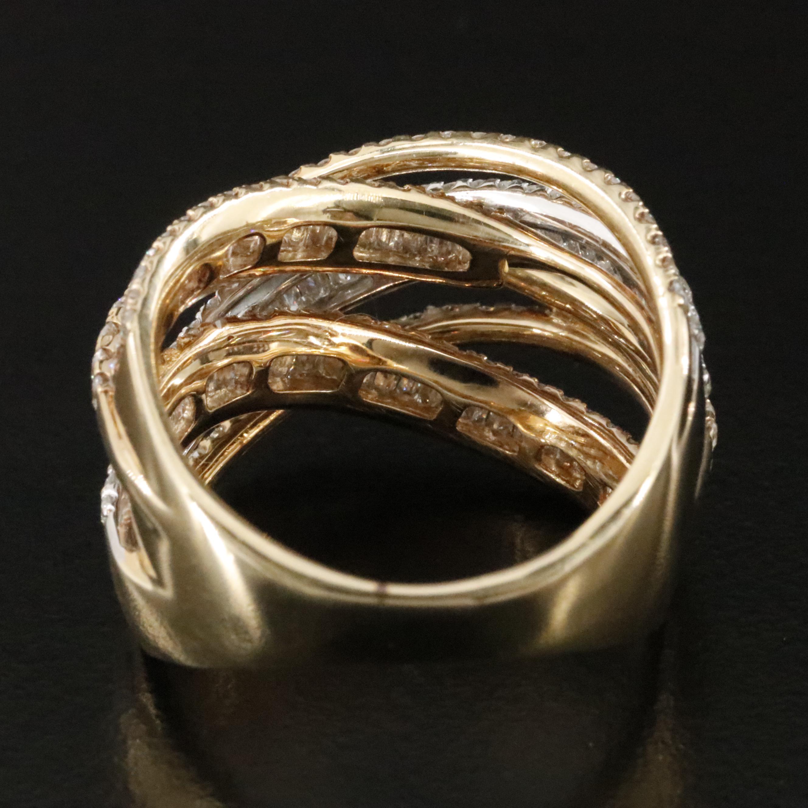 EFFY 14K Two-Tone 2.75 CTW Diamond Crossover Ring