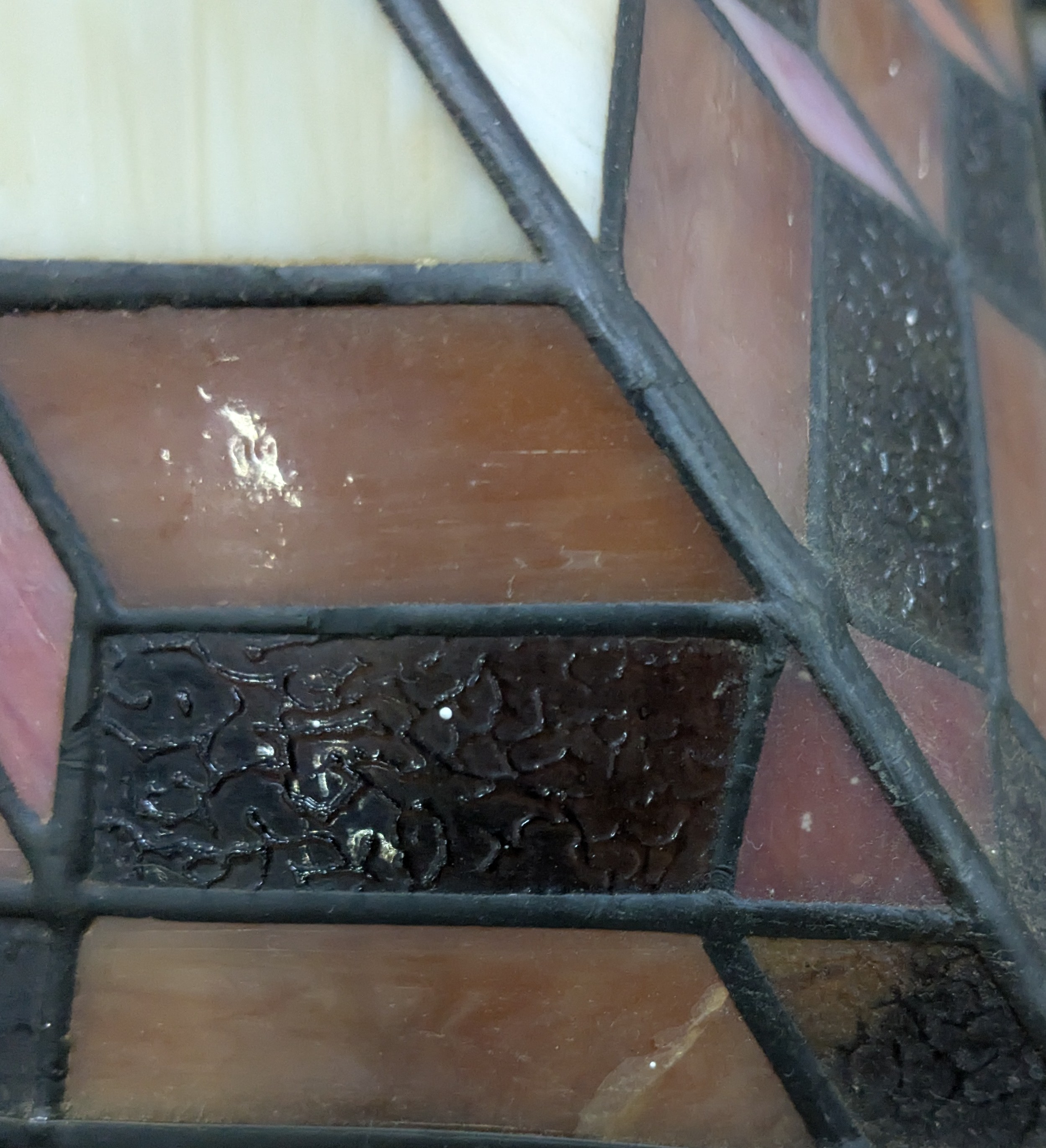 Prairie Style ORB Metal Table Lamps with Slag Glass Pyramid Shades