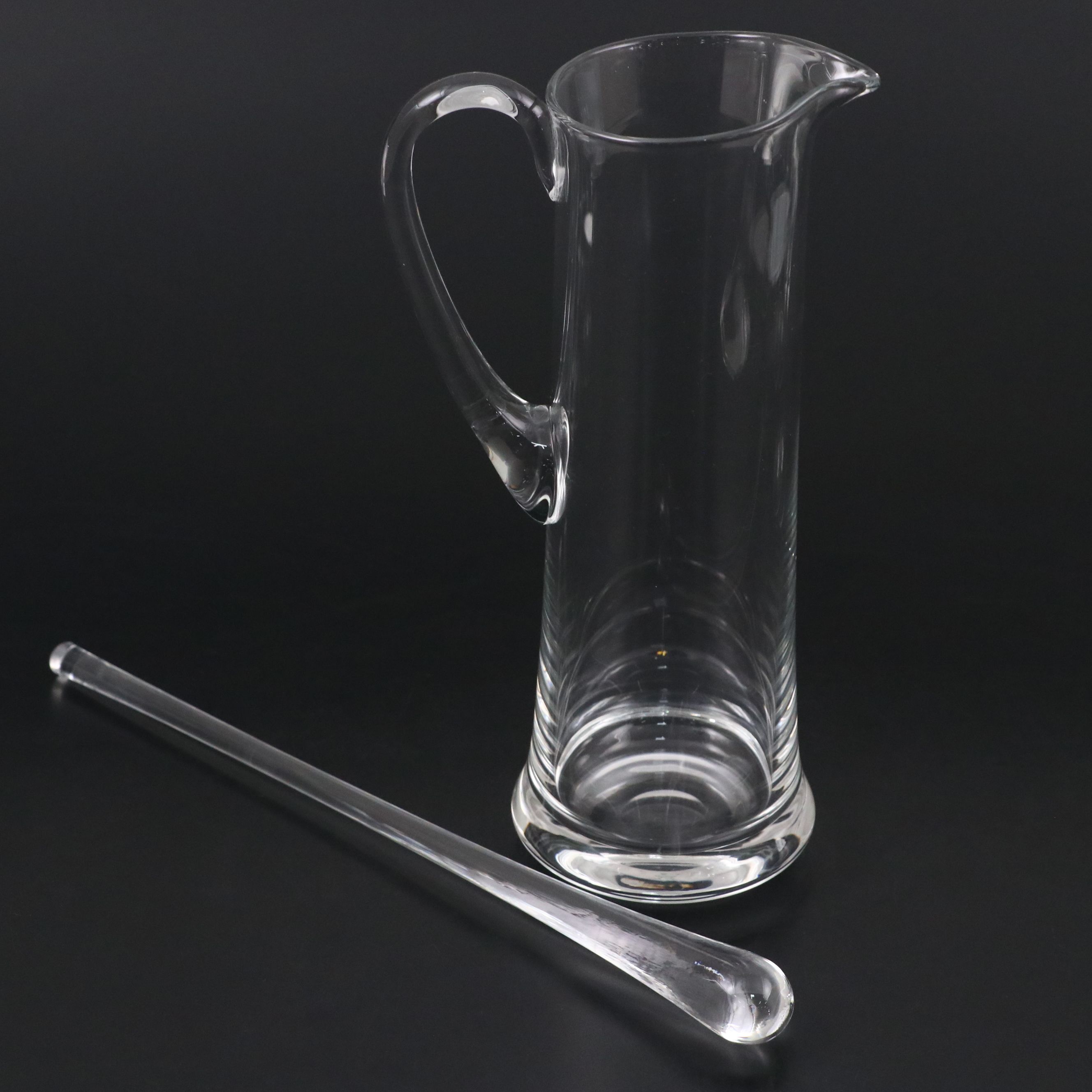 Contemporary Glass Martini Pitcher and Glasses