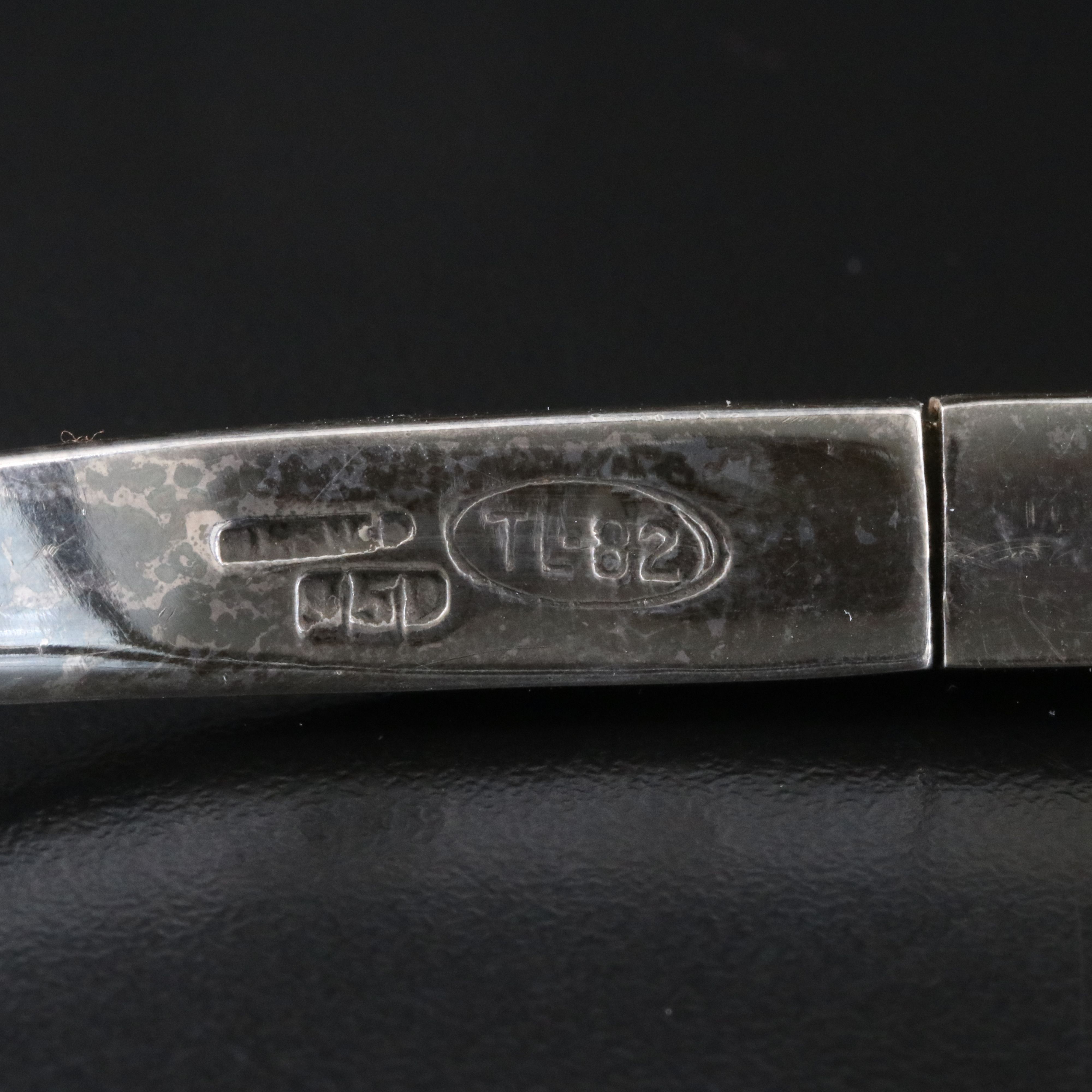 Mexican Modernist 950 Silver Obsidian Collar Necklace