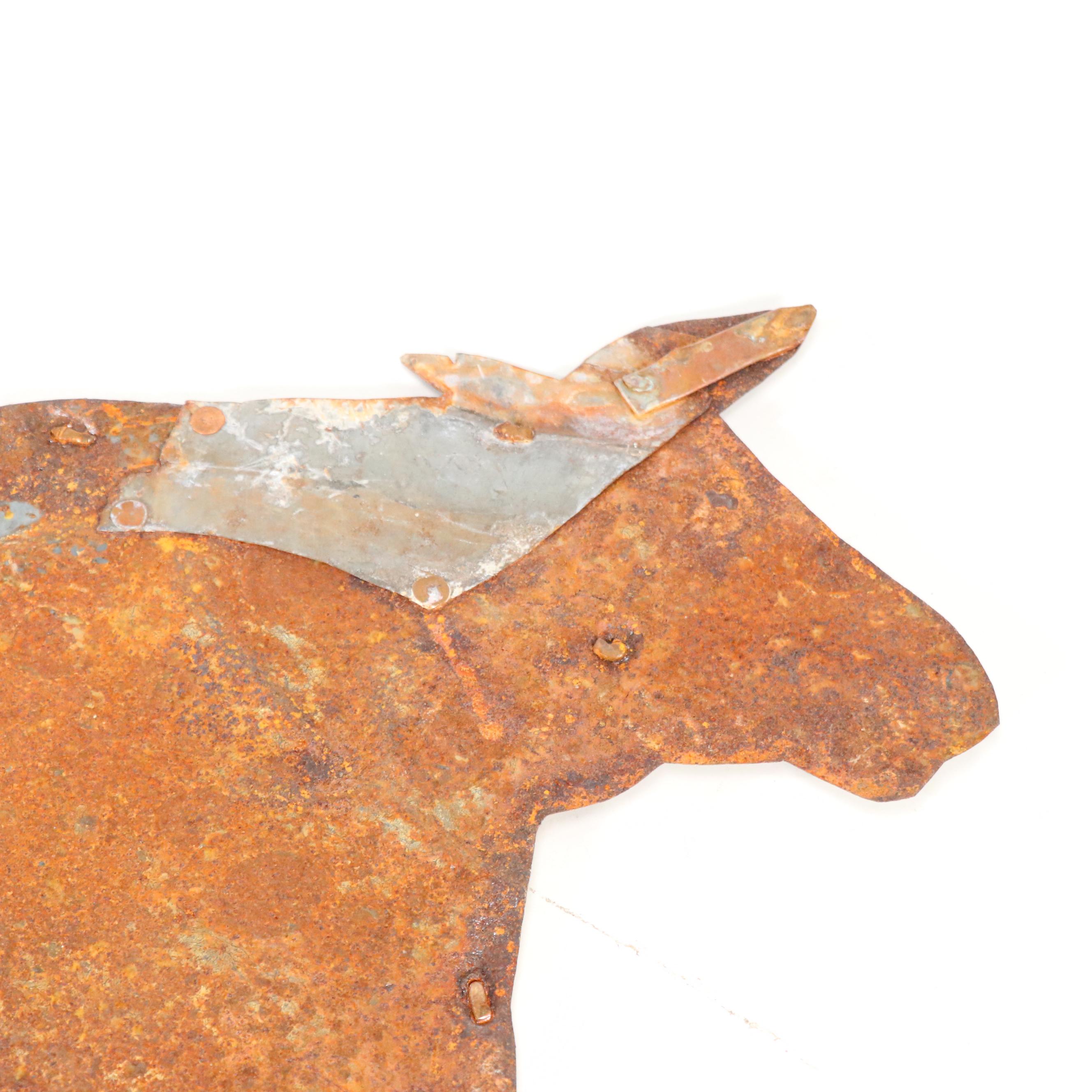 Primitive Patinated Sheet Metal Cow Silhouette Farm or Butcher's Sign