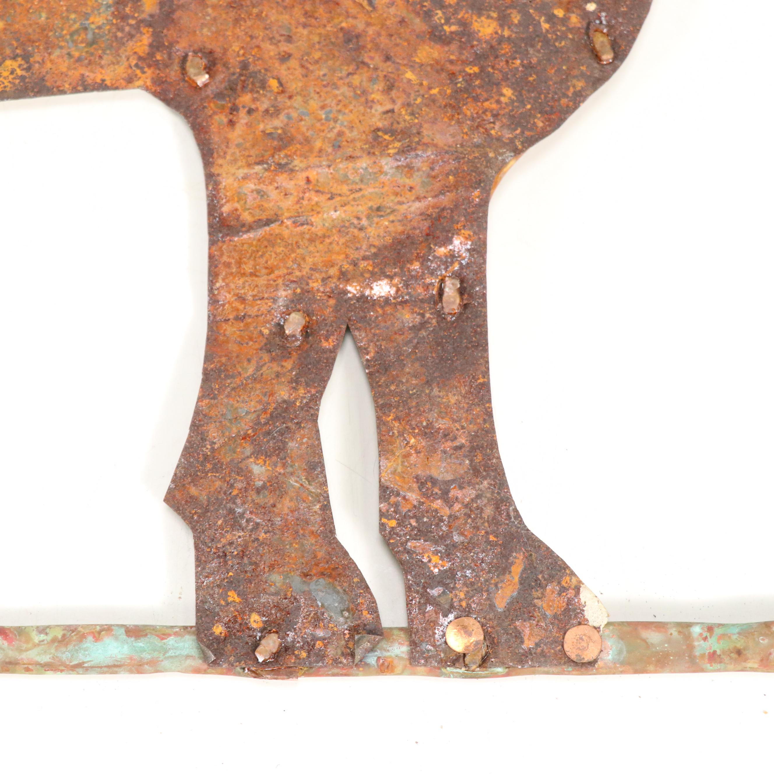 Primitive Patinated Sheet Metal Cow Silhouette Farm or Butcher's Sign