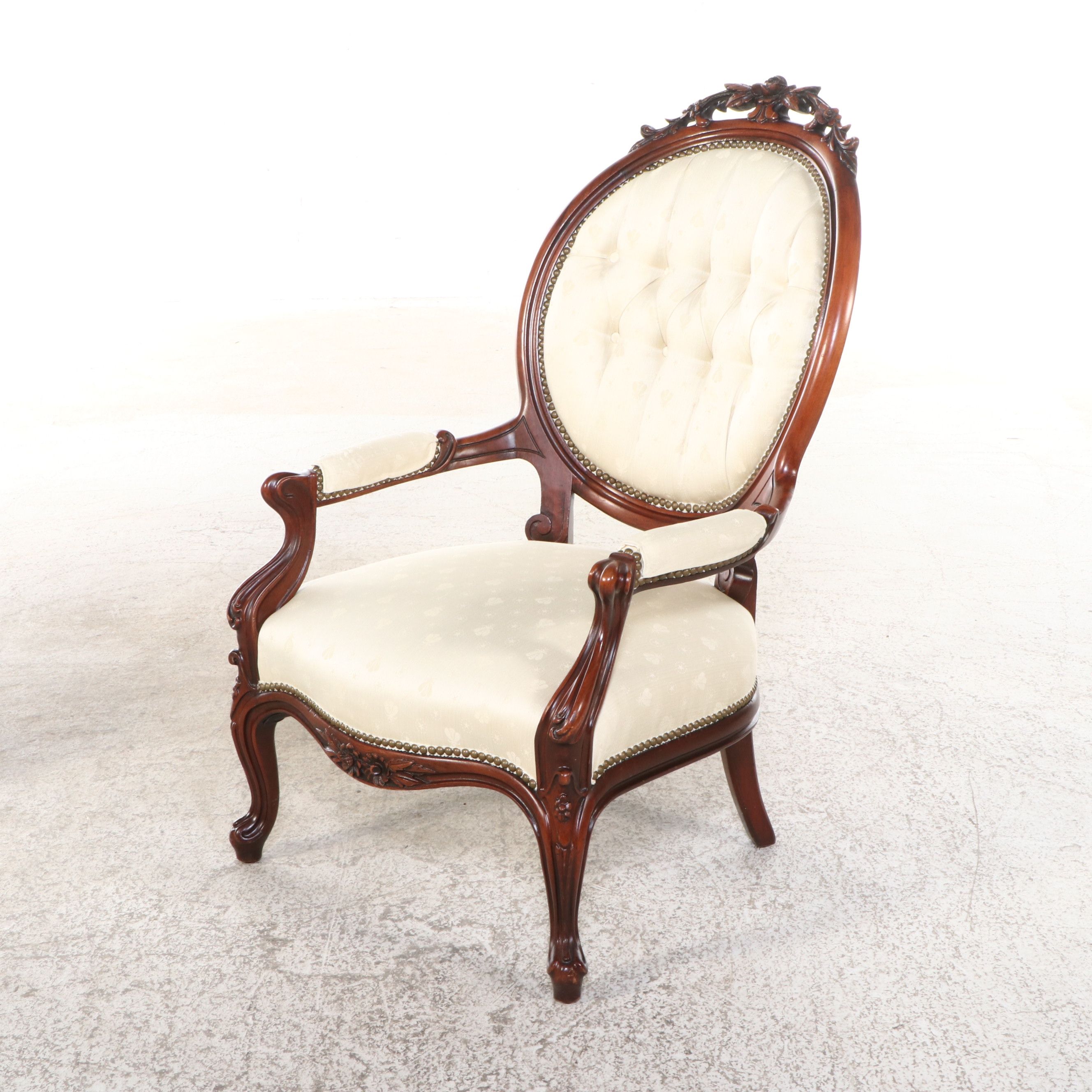 American Rococo Revival Style Mahogany Lady and Gentleman's Chairs