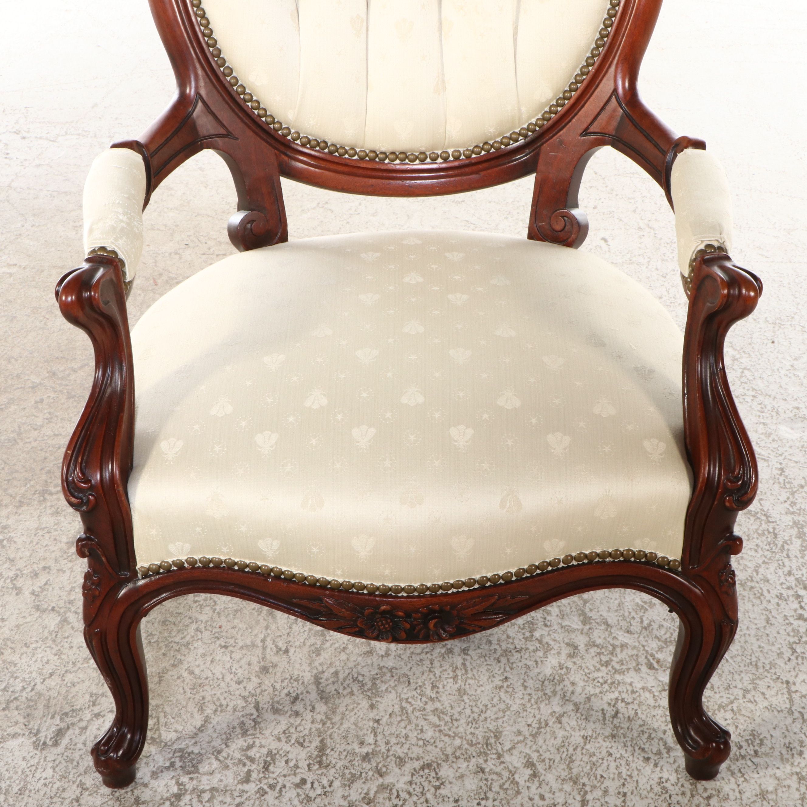 American Rococo Revival Style Mahogany Lady and Gentleman's Chairs