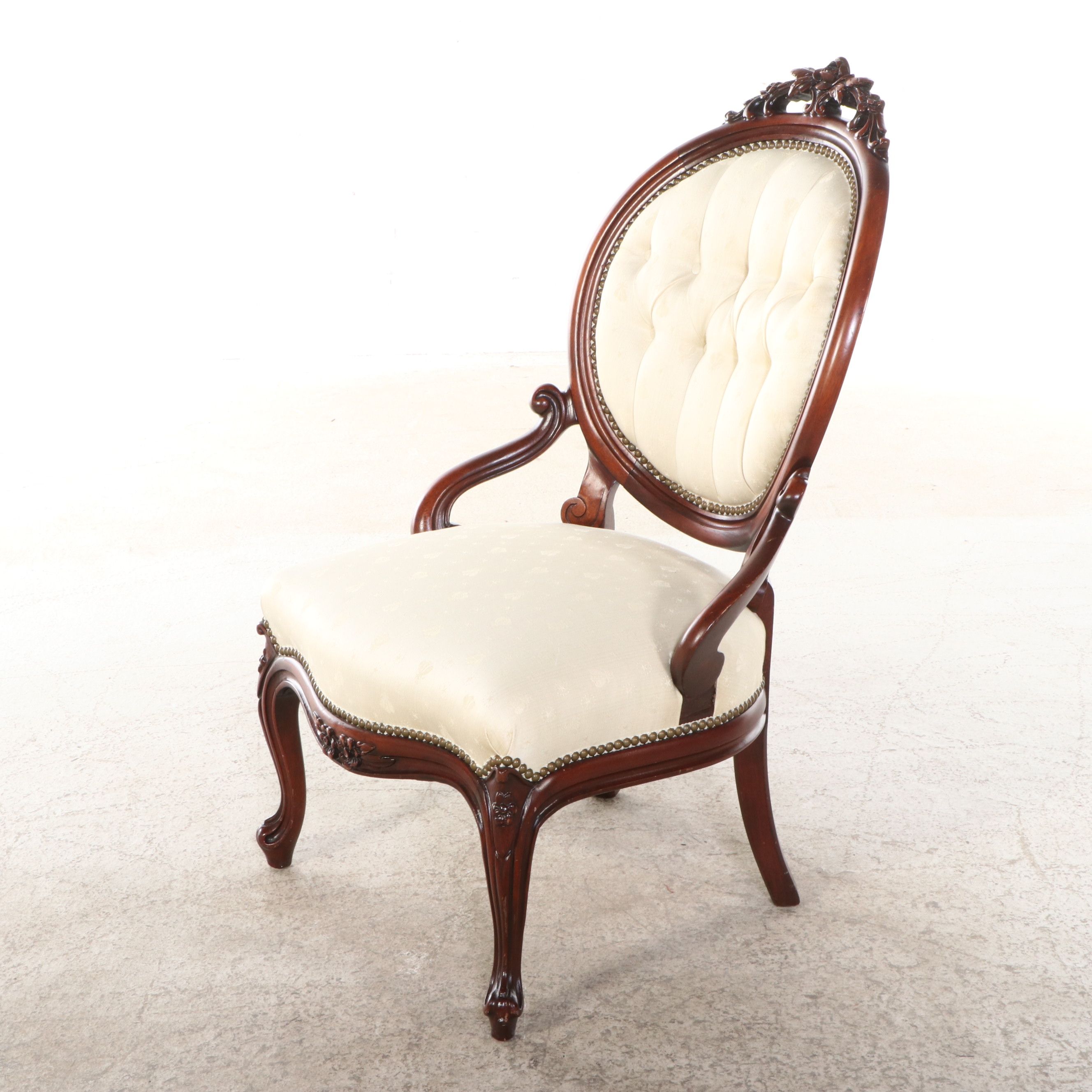 American Rococo Revival Style Mahogany Lady and Gentleman's Chairs