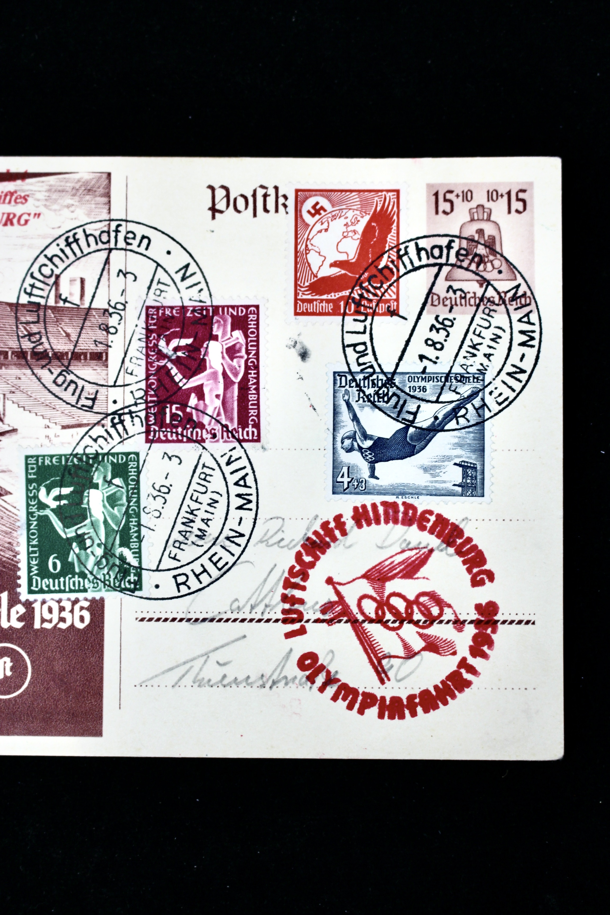 1936 Hindenburg Graf Zeppelin Berlin Olympics Postcard