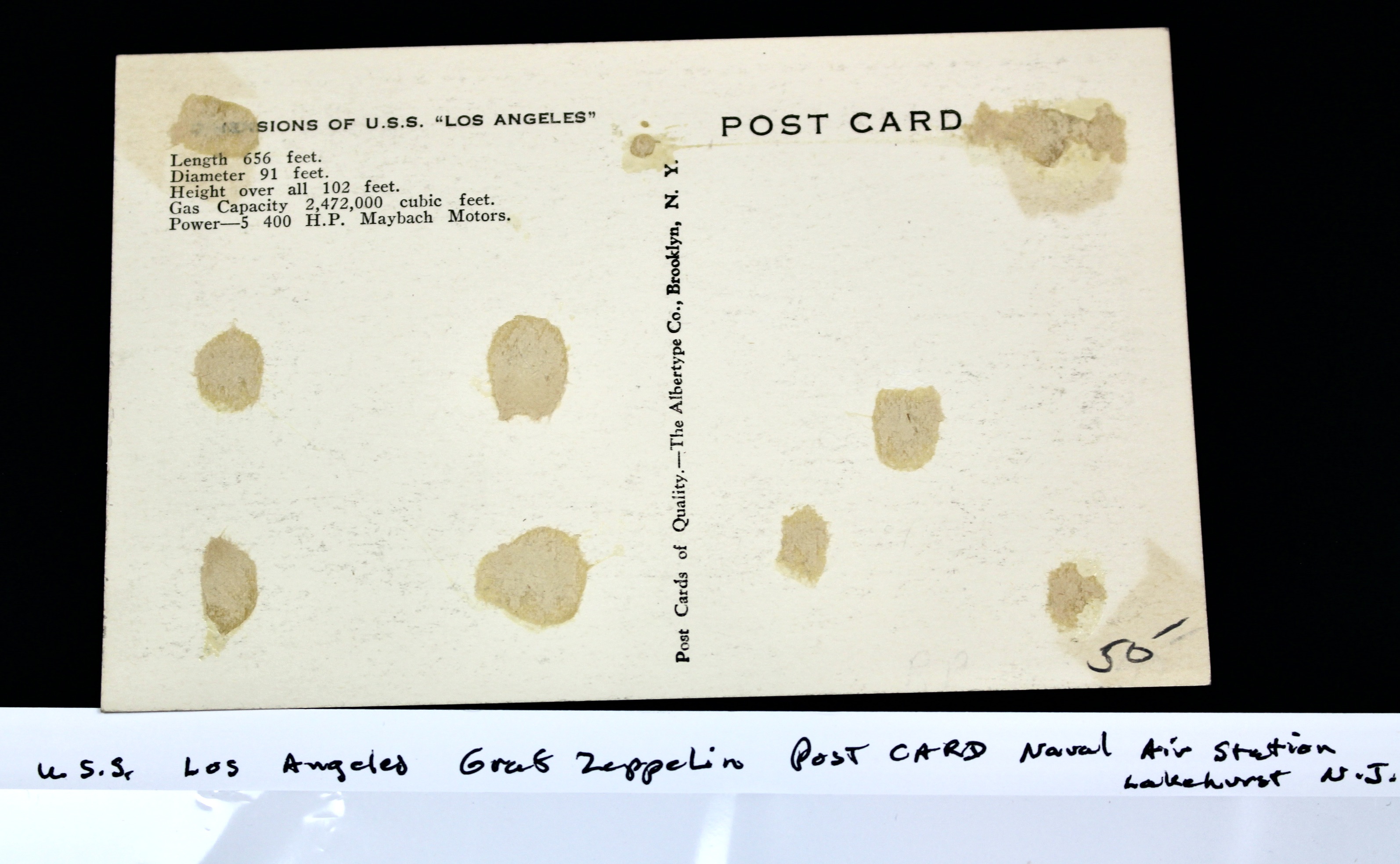 USS Los Angeles Graf Zeppelin Naval Air Station, Lakehurst, NJ  Postcard, 1930s