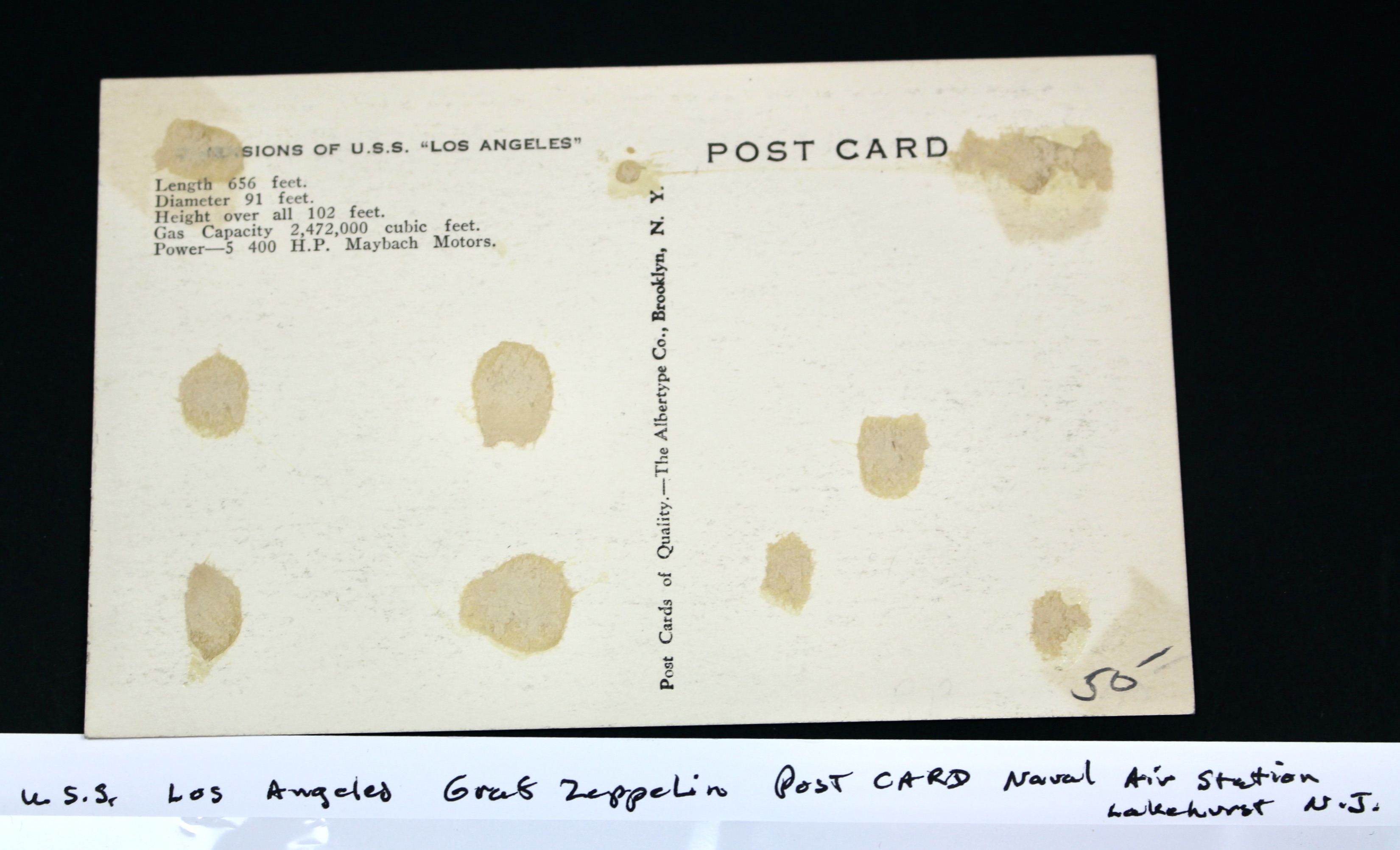 USS Los Angeles Graf Zeppelin Naval Air Station, Lakehurst, NJ  Postcard, 1930s