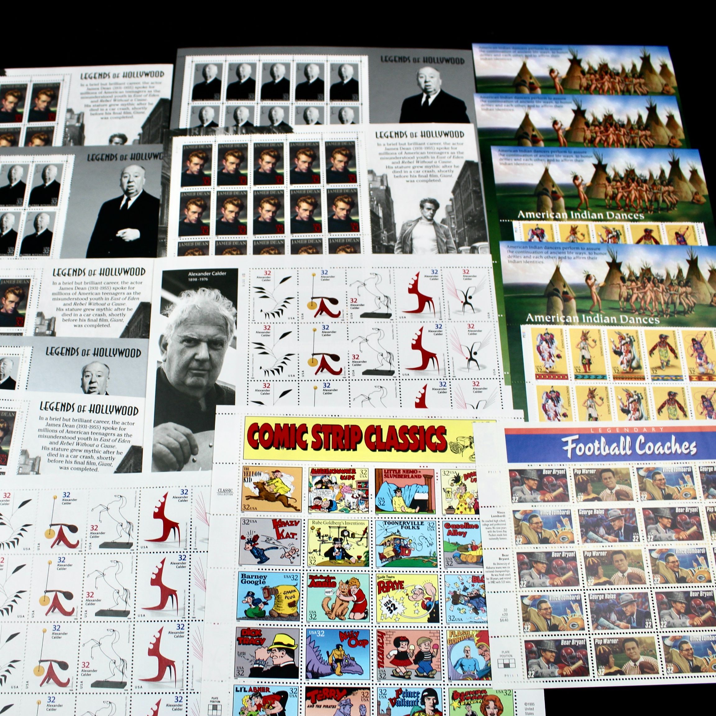 Grouping of U.S. Miniature Postage Stamp Sheets