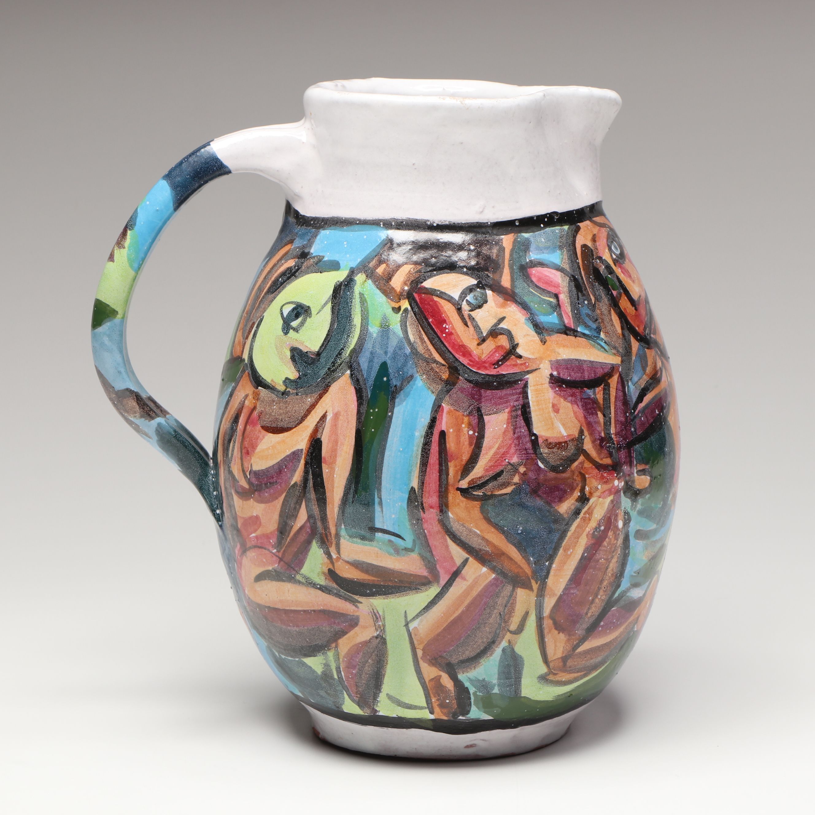 Cubist Style Ceramic Pitcher