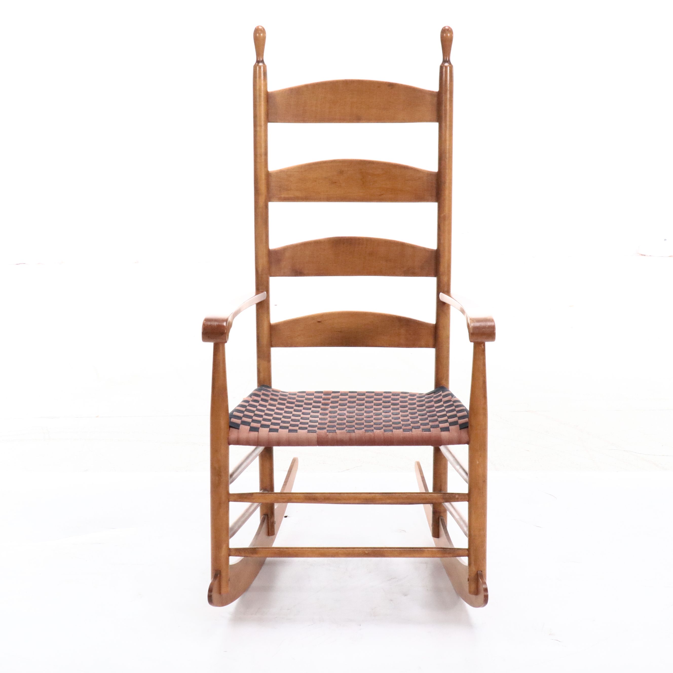 Shaker Style Ladder-Back Maple Rocking Chair with Woven Seat
