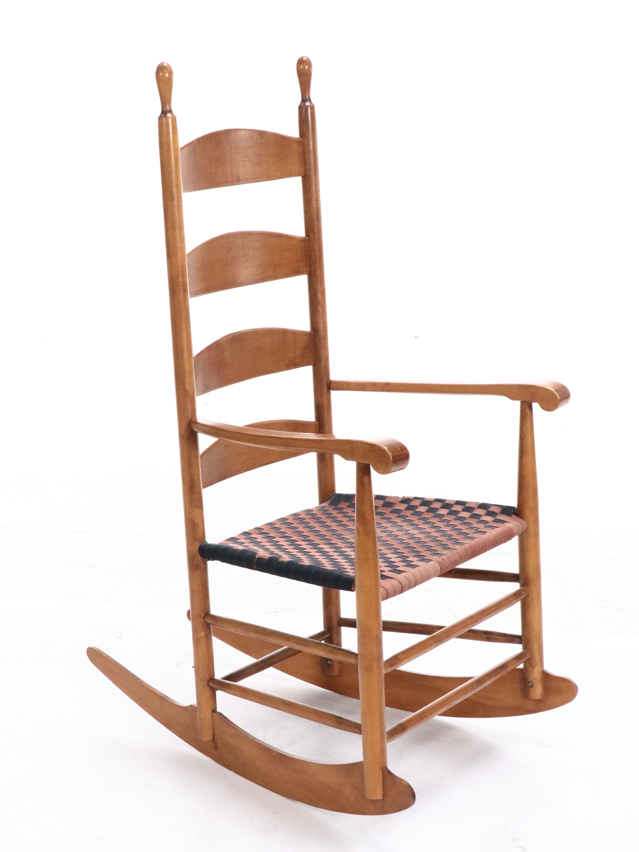 Shaker Style Ladder-Back Maple Rocking Chair with Woven Seat