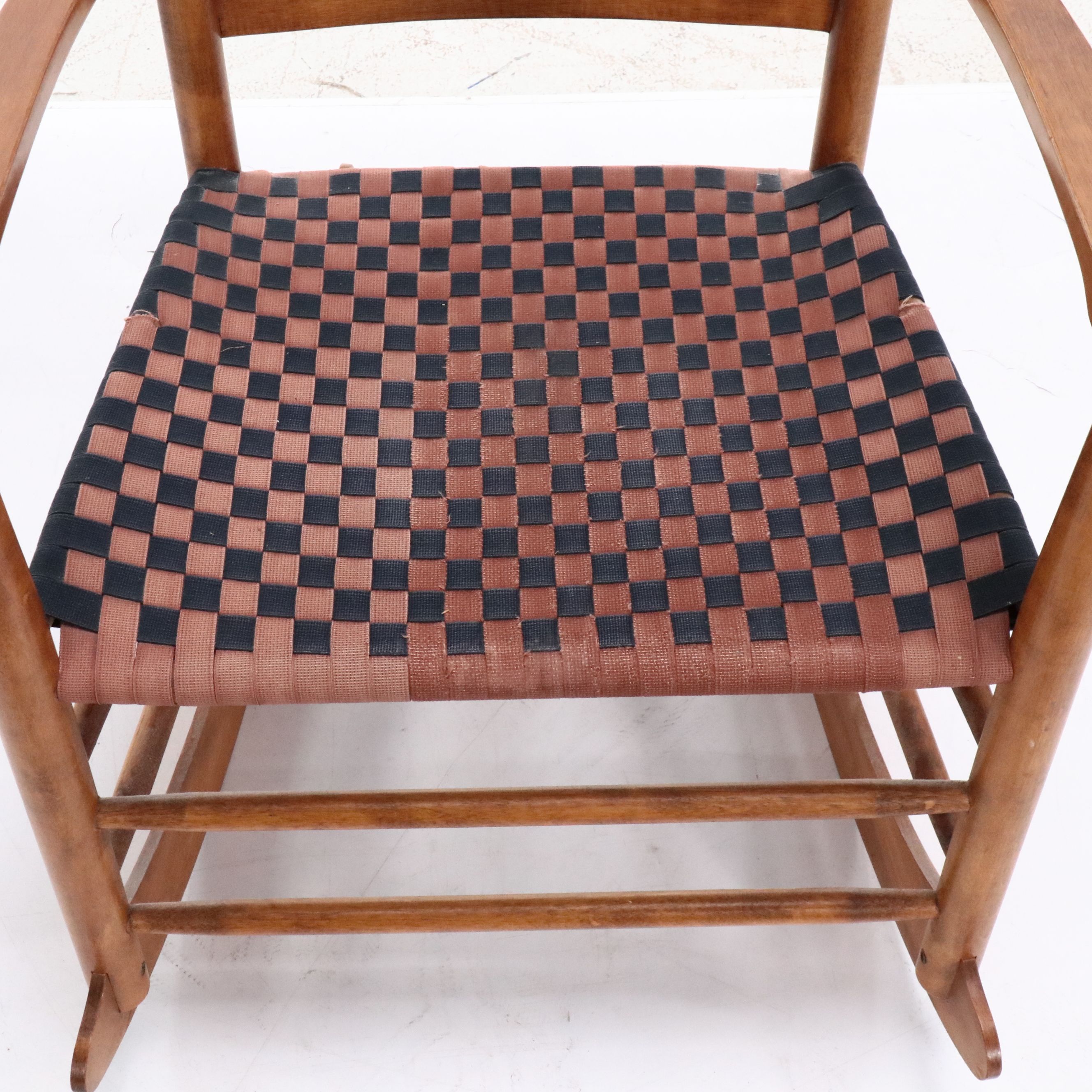 Shaker Style Ladder-Back Maple Rocking Chair with Woven Seat