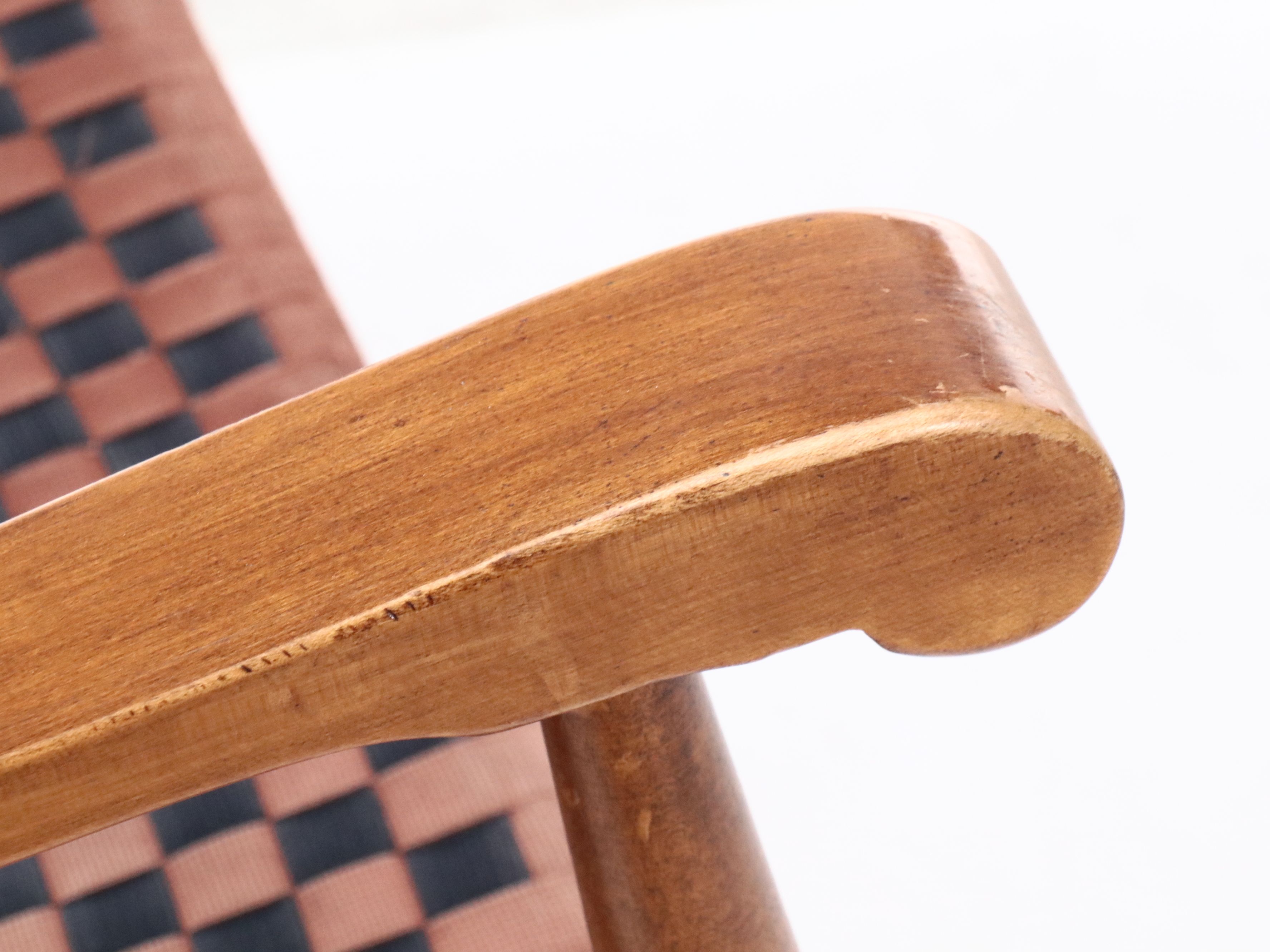 Shaker Style Ladder-Back Maple Rocking Chair with Woven Seat