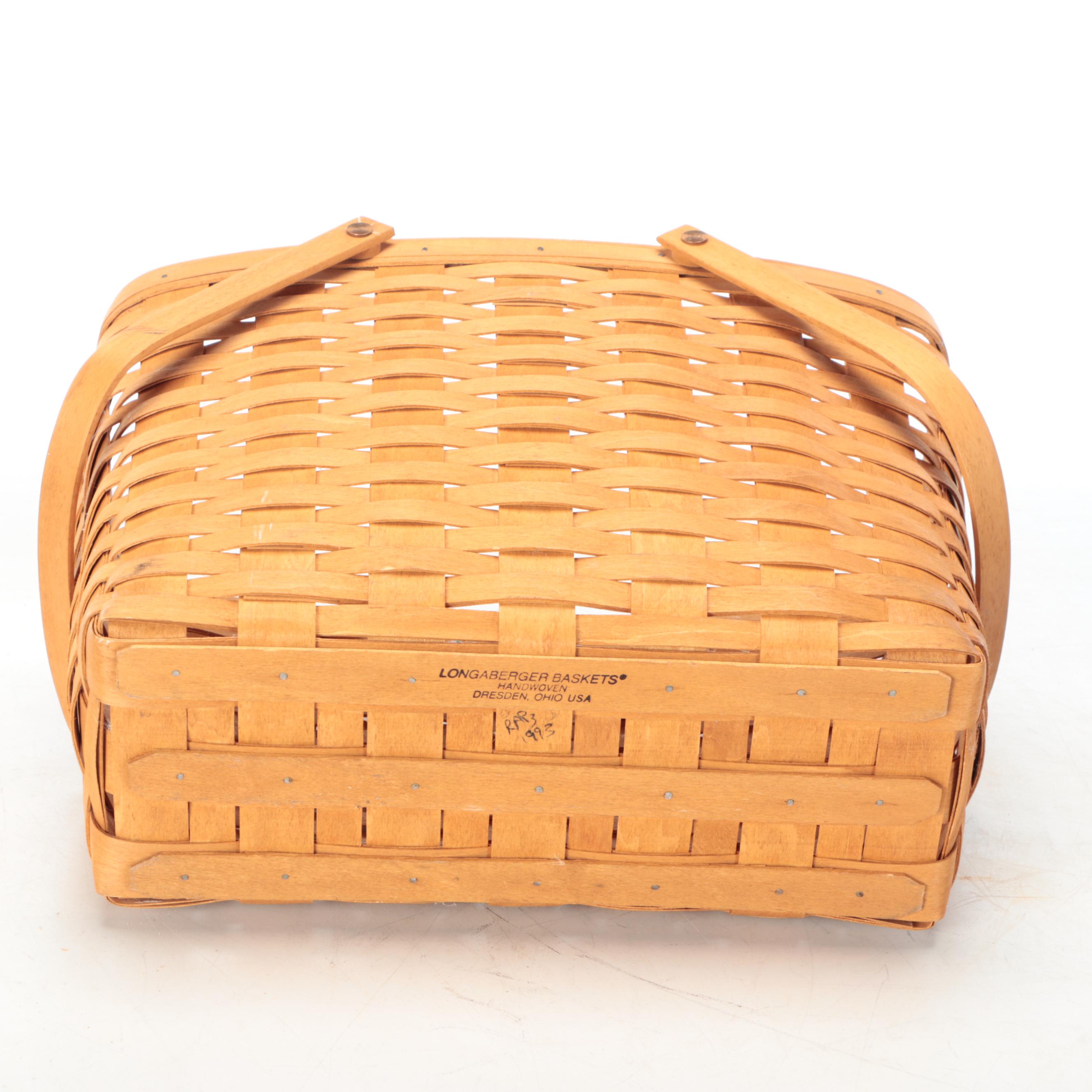 Longaberger Woven Maple with Wicker Baskets, Late 20th Century