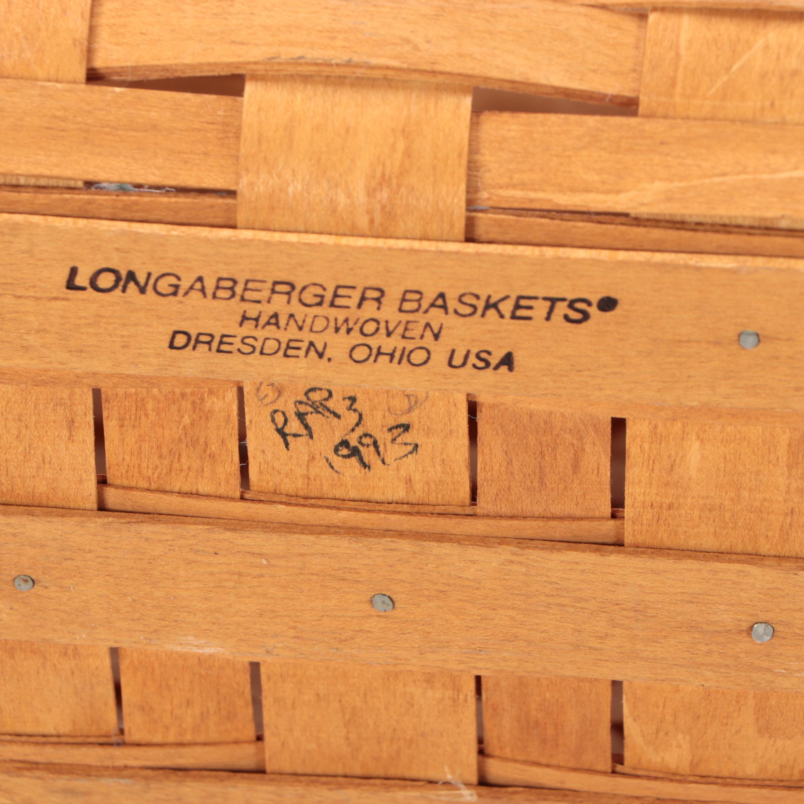 Longaberger Woven Maple with Wicker Baskets, Late 20th Century