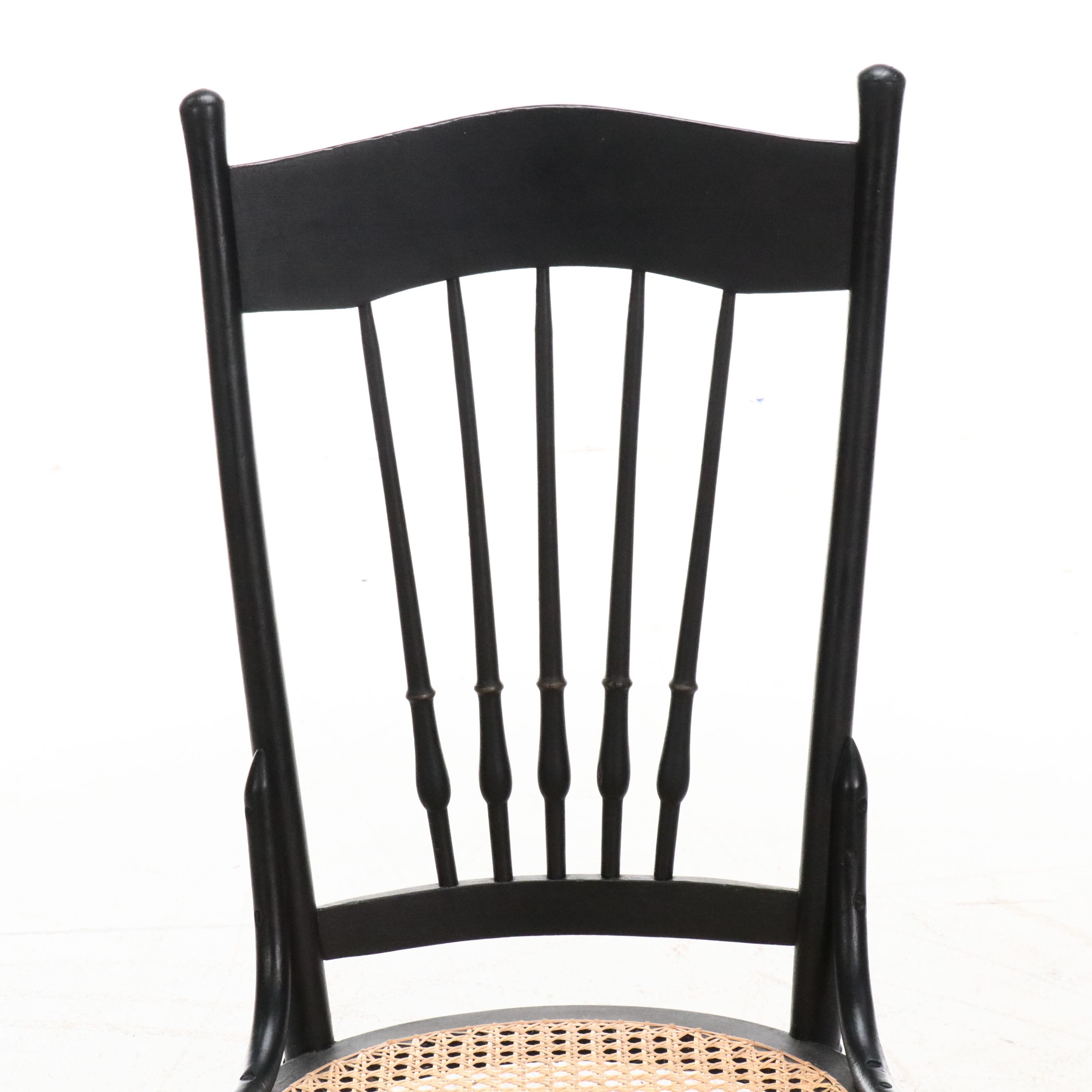 Painted Black Side Chair with Caned Seat