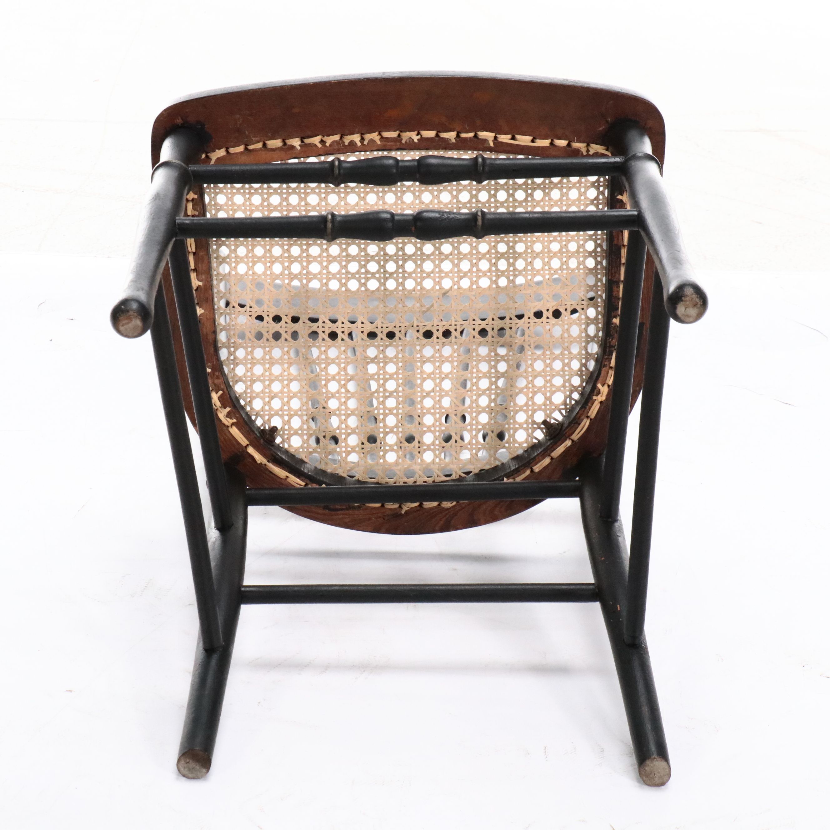 Painted Black Side Chair with Caned Seat