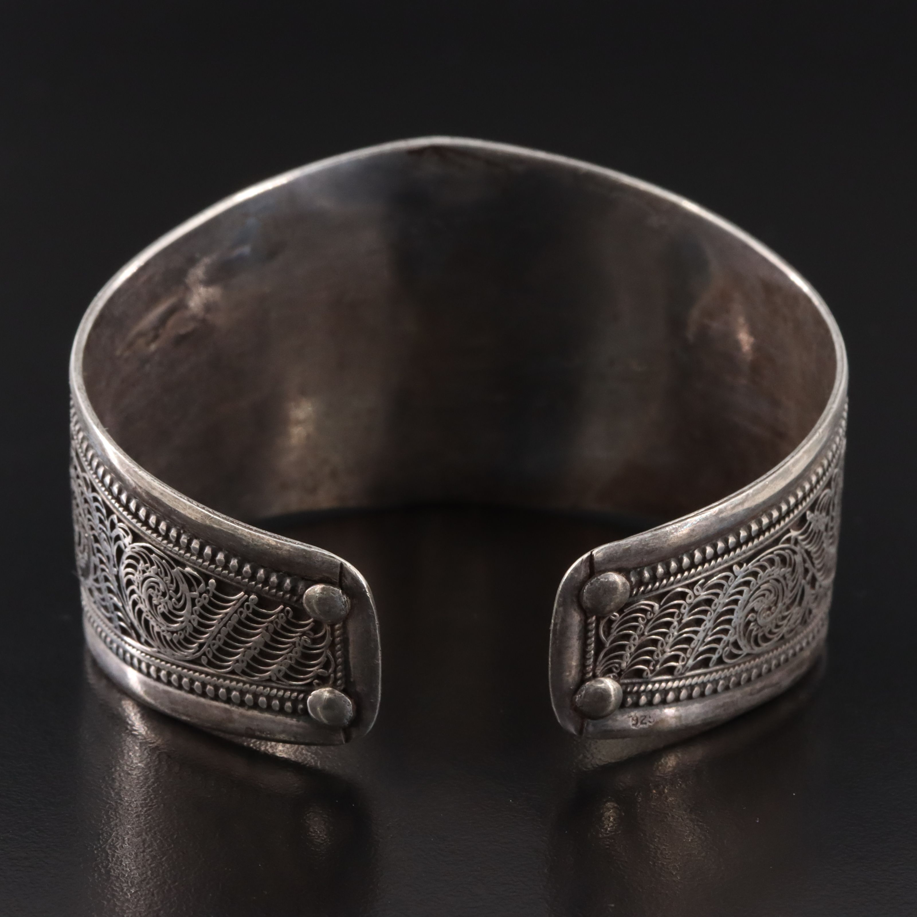 Tibetan Sterling Lapis Lazuli Filigree Cuff Bracelet