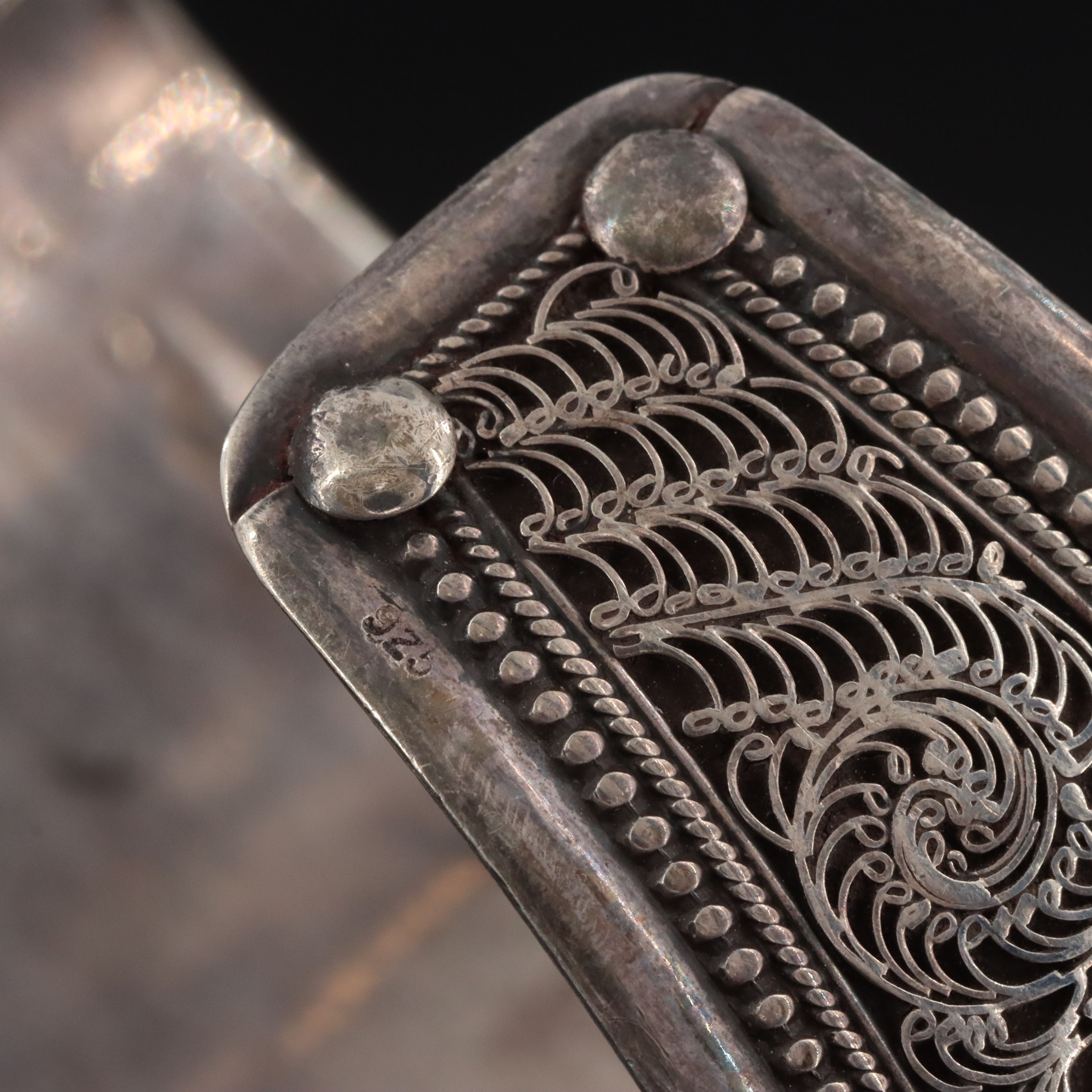 Tibetan Sterling Lapis Lazuli Filigree Cuff Bracelet