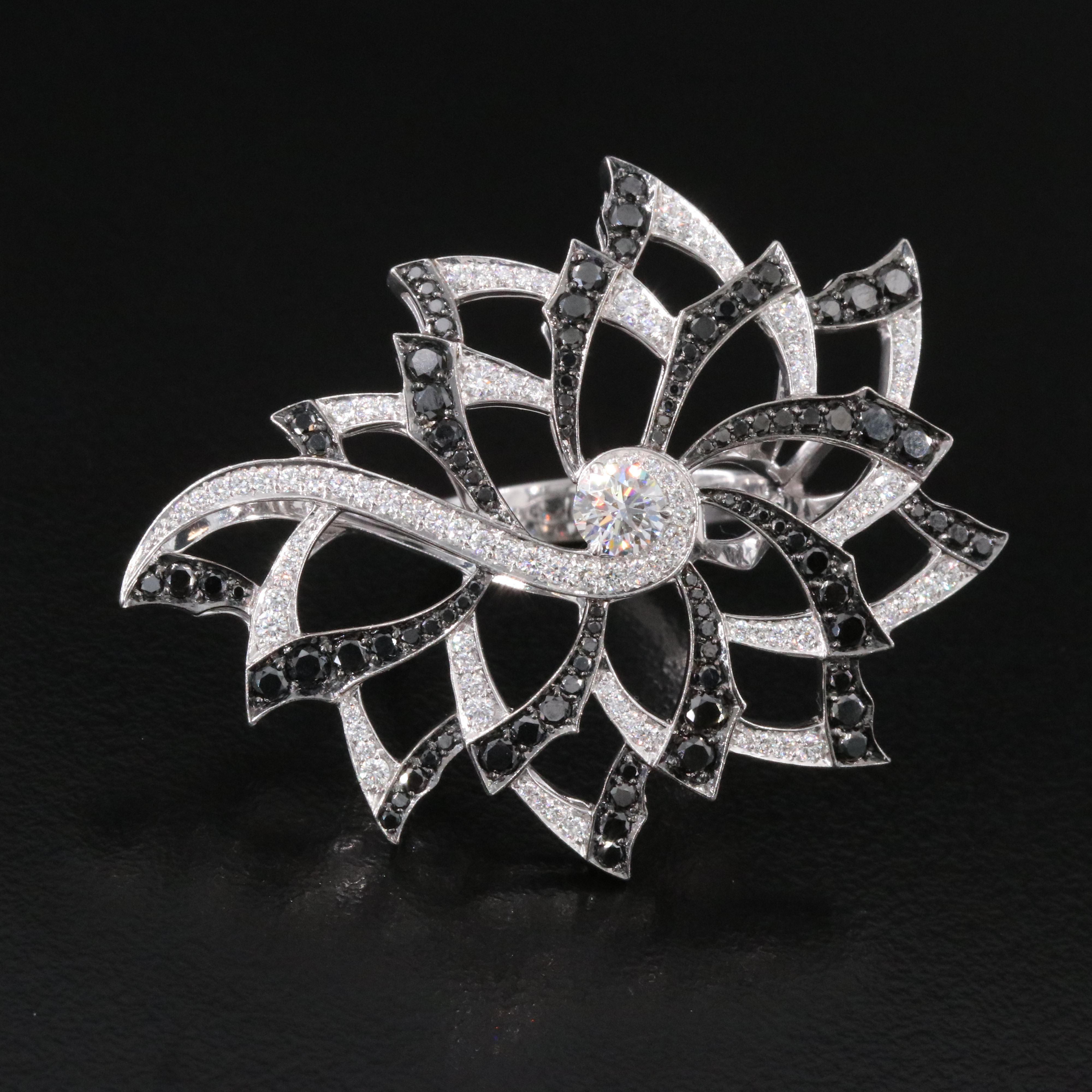 Stephen Webster 3.34 CTW Diamond Pinwheel Ring Featuring Fancy Black