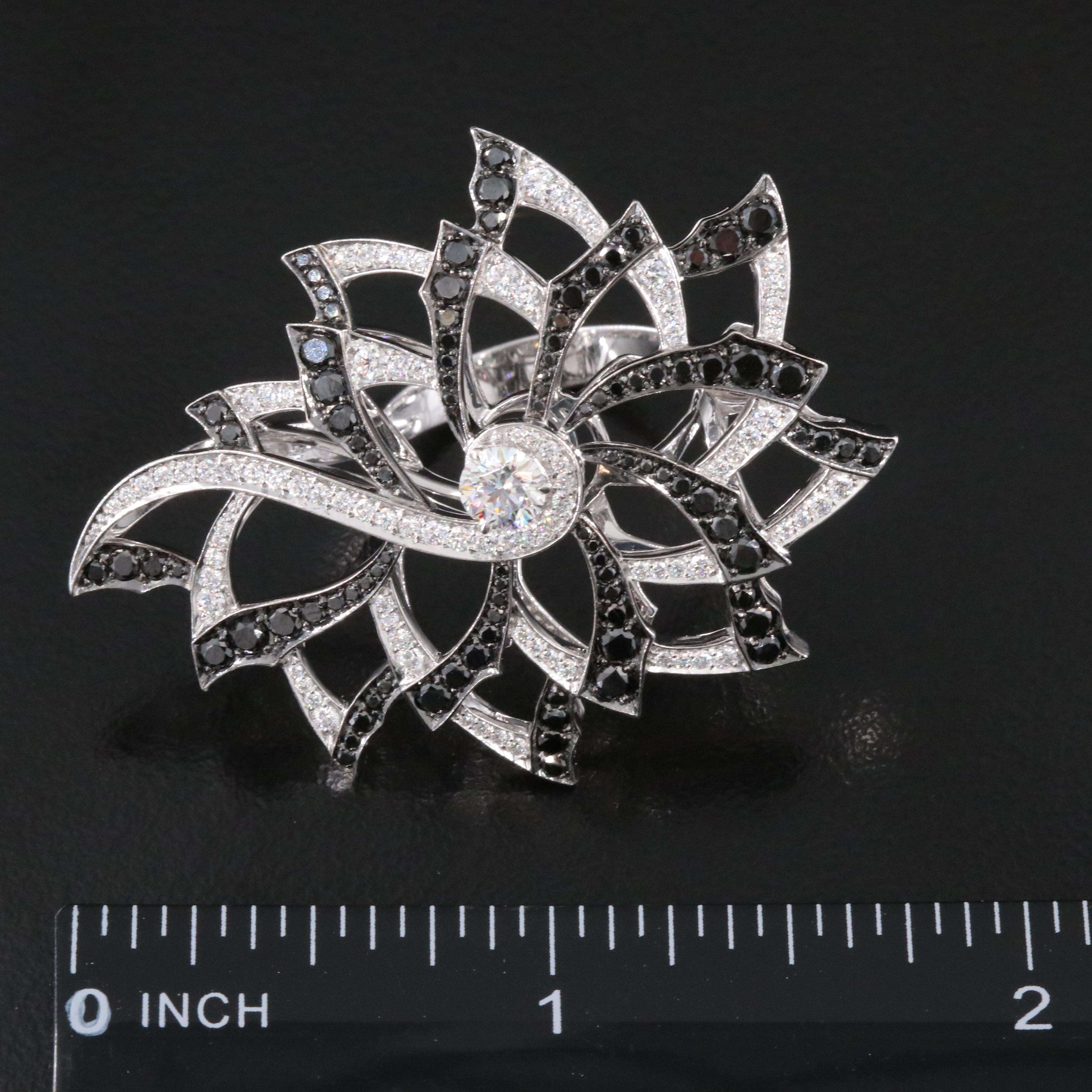 Stephen Webster 3.34 CTW Diamond Pinwheel Ring Featuring Fancy Black