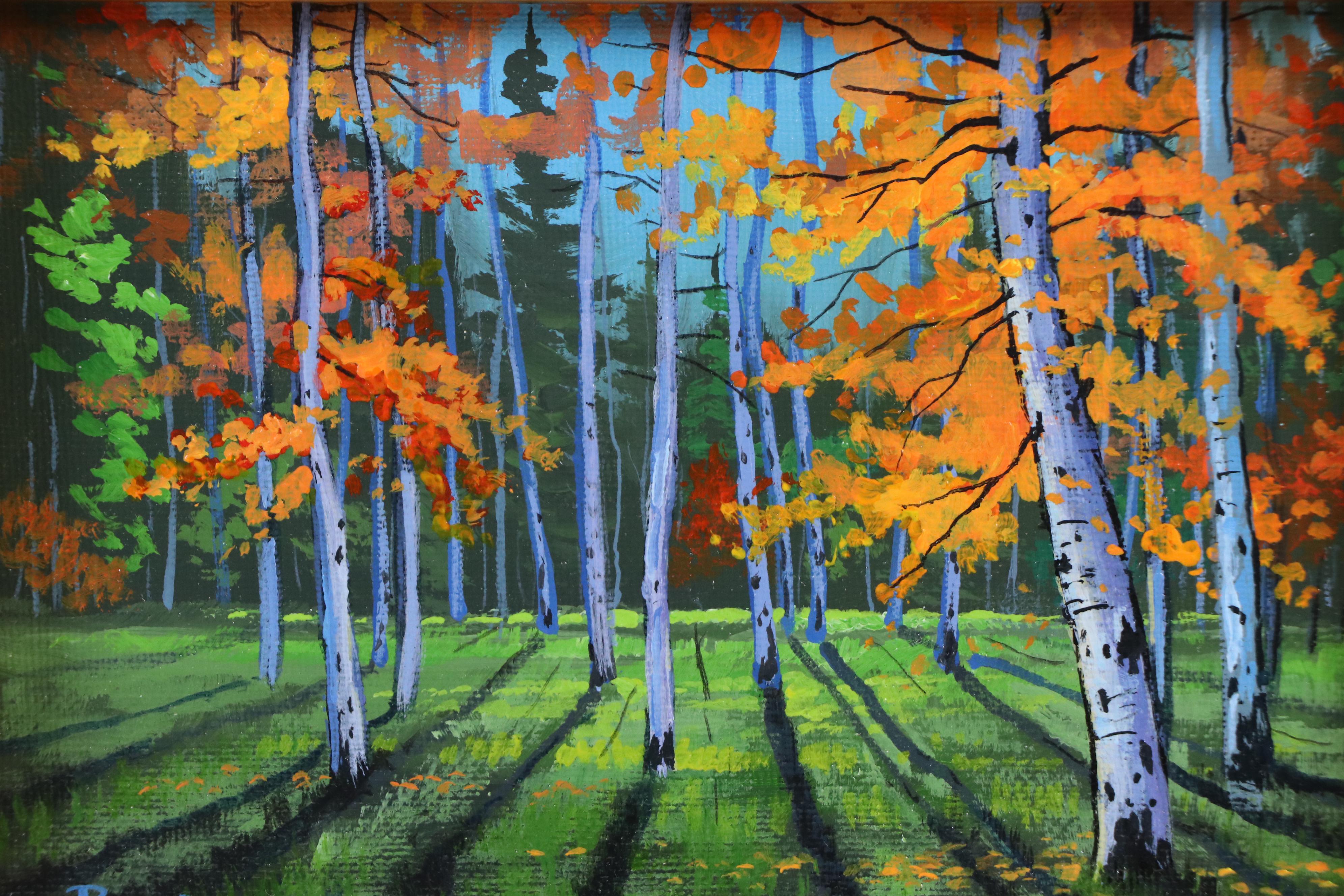 Douglas "Bumo" Johnpeer Acrylic Wooded Landscape Painting