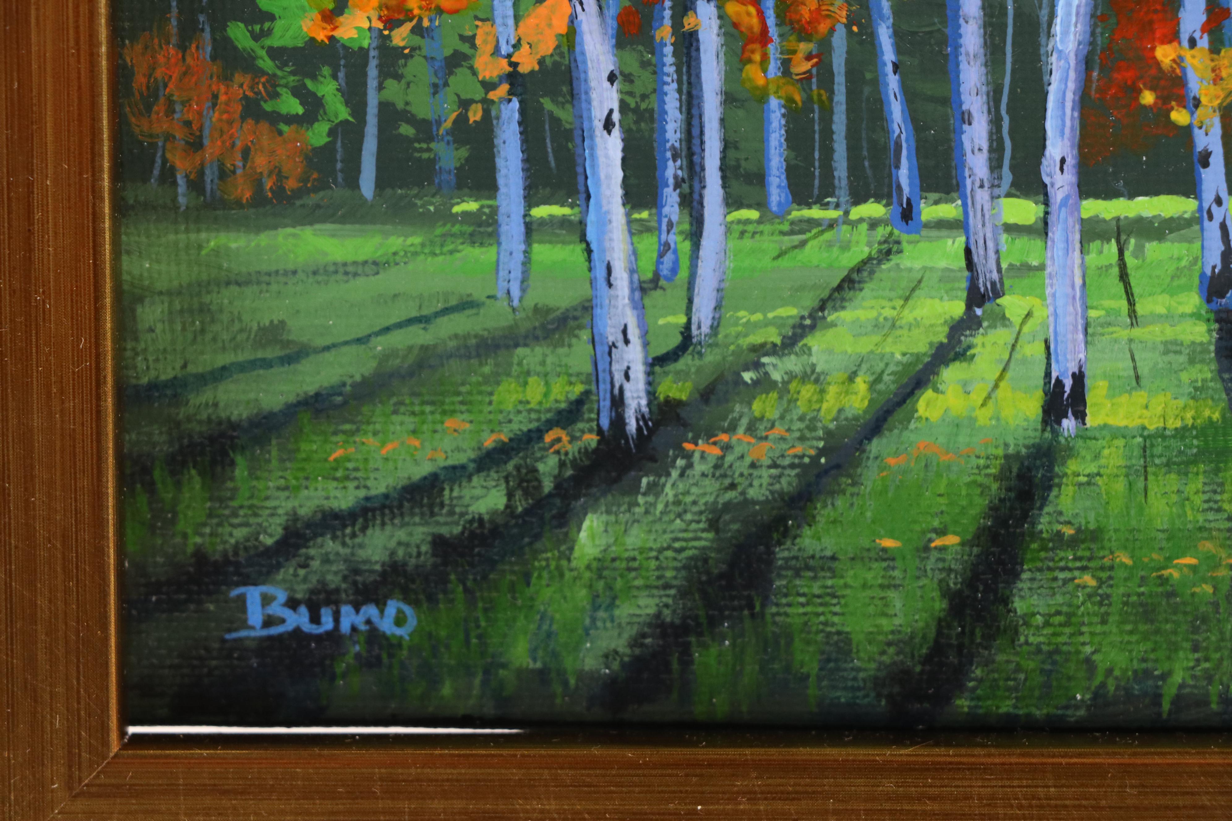 Douglas "Bumo" Johnpeer Acrylic Wooded Landscape Painting