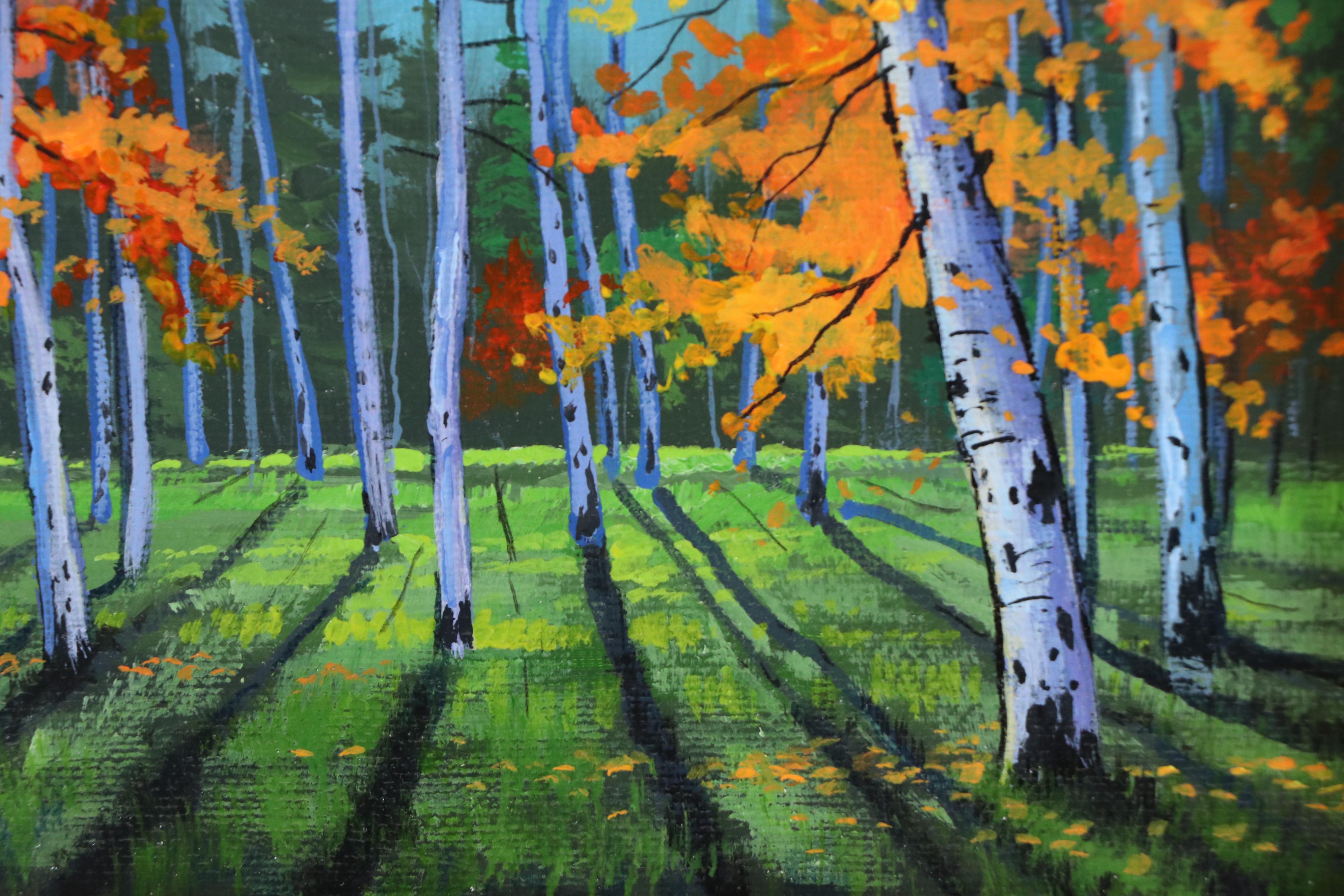 Douglas "Bumo" Johnpeer Acrylic Wooded Landscape Painting
